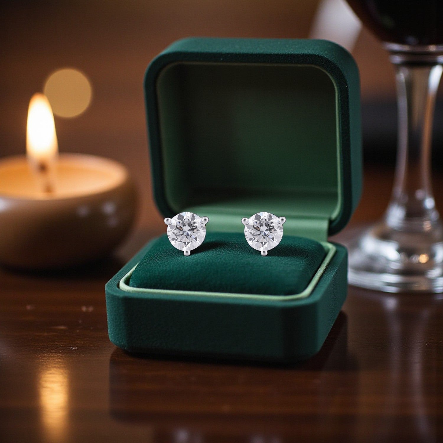 Classic Brilliance Lab Grown Diamond Stud Earrings in 18K White Gold (Three-Prong Setting) | SKU : 0004953463