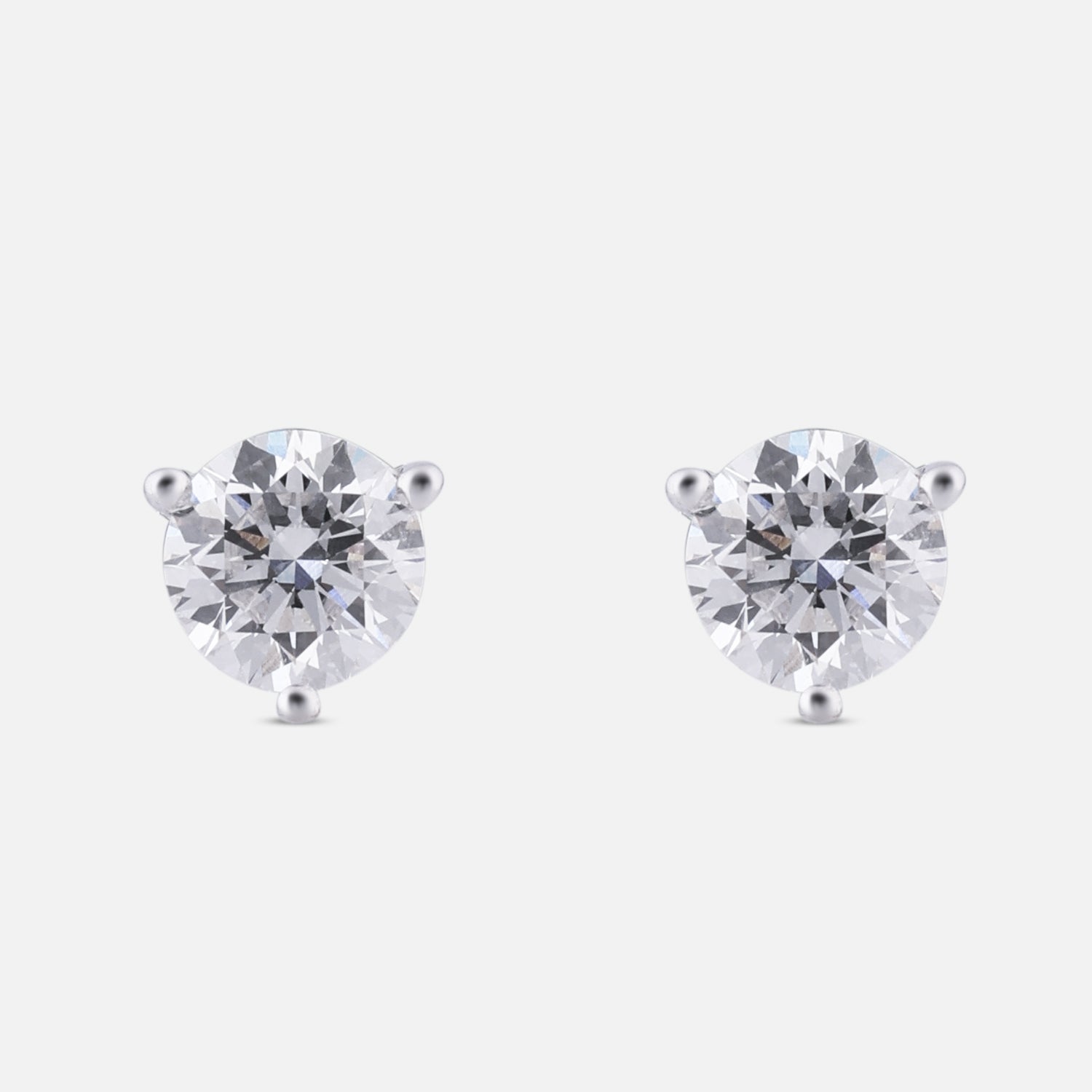 Classic Brilliance Lab Grown Diamond Stud Earrings in 18K White Gold (Three-Prong Setting) | SKU : 0004953463