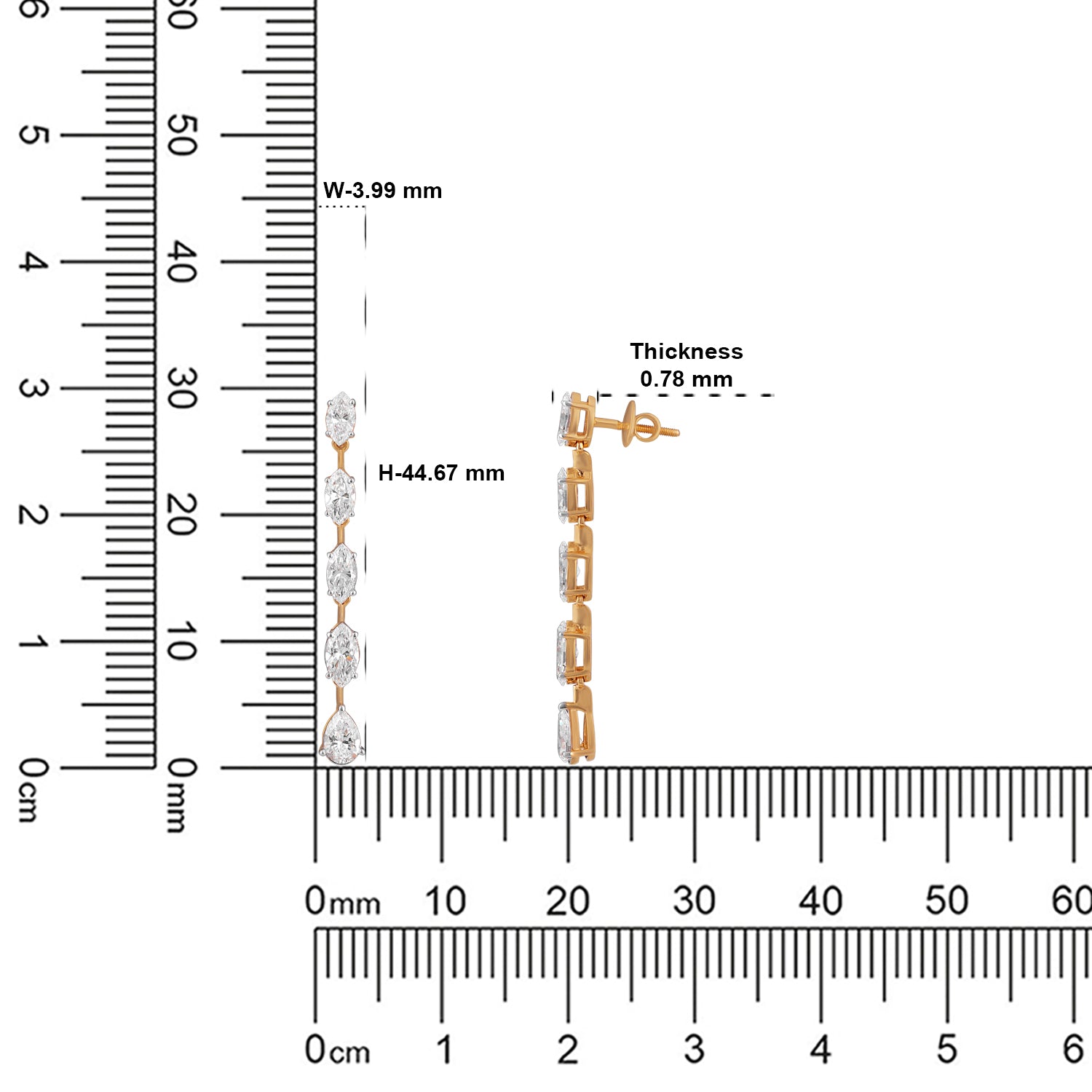 Lab-Grown Marquise and Pear Diamond Linear Earrings in 18K Yellow Gold | SKU : 0004953500