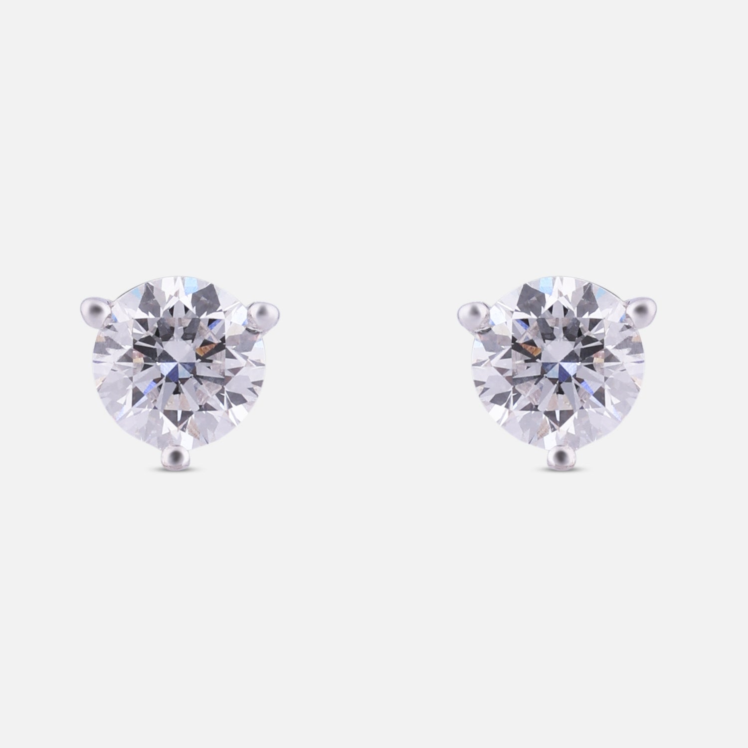 Classic Round-Cut Lab-Grown Diamond Stud Earrings in 18K White Gold | SKU : 0004953531