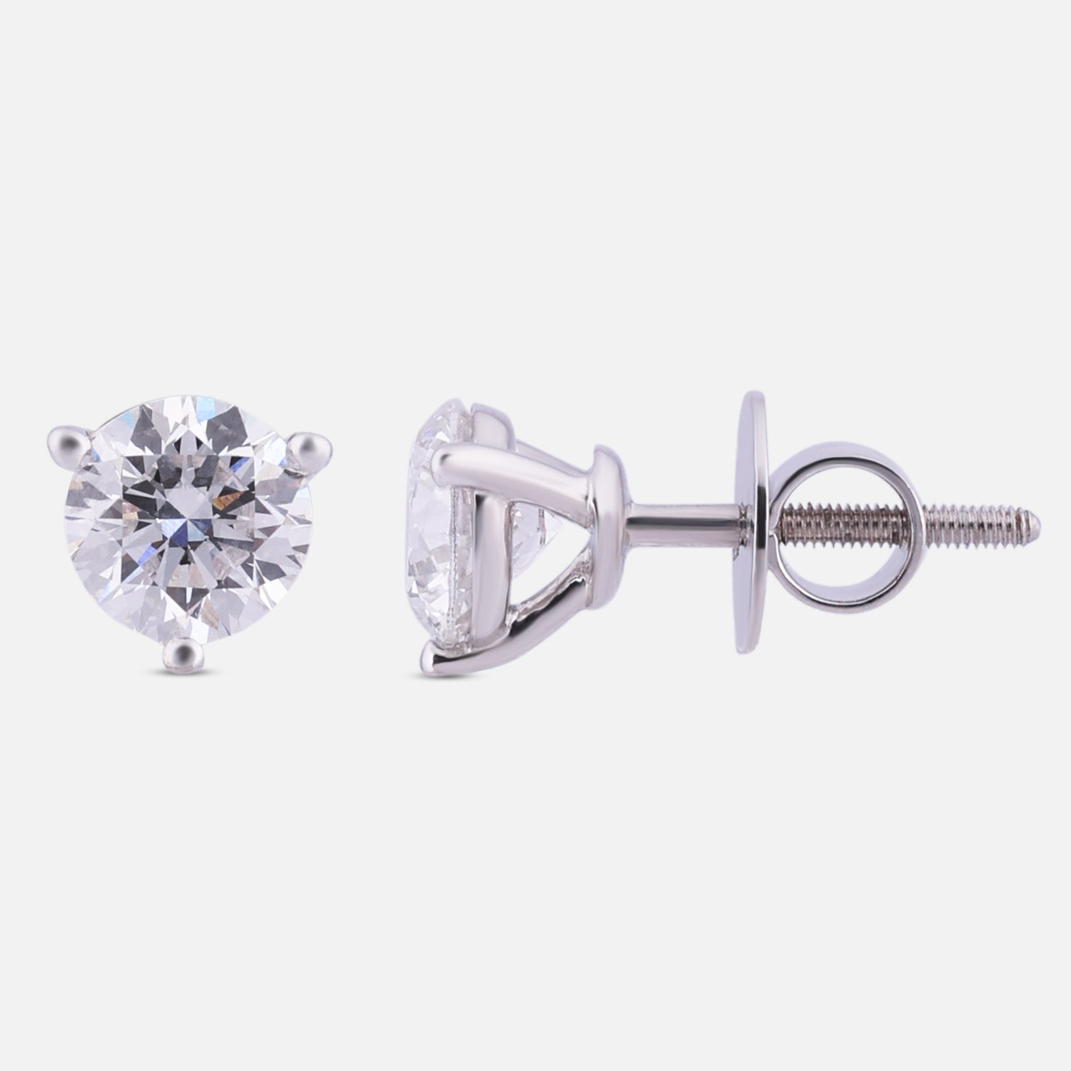 Round Brilliant Lab-Grown Diamond Stud Earrings in 18K White Gold | SKU : 0004953555