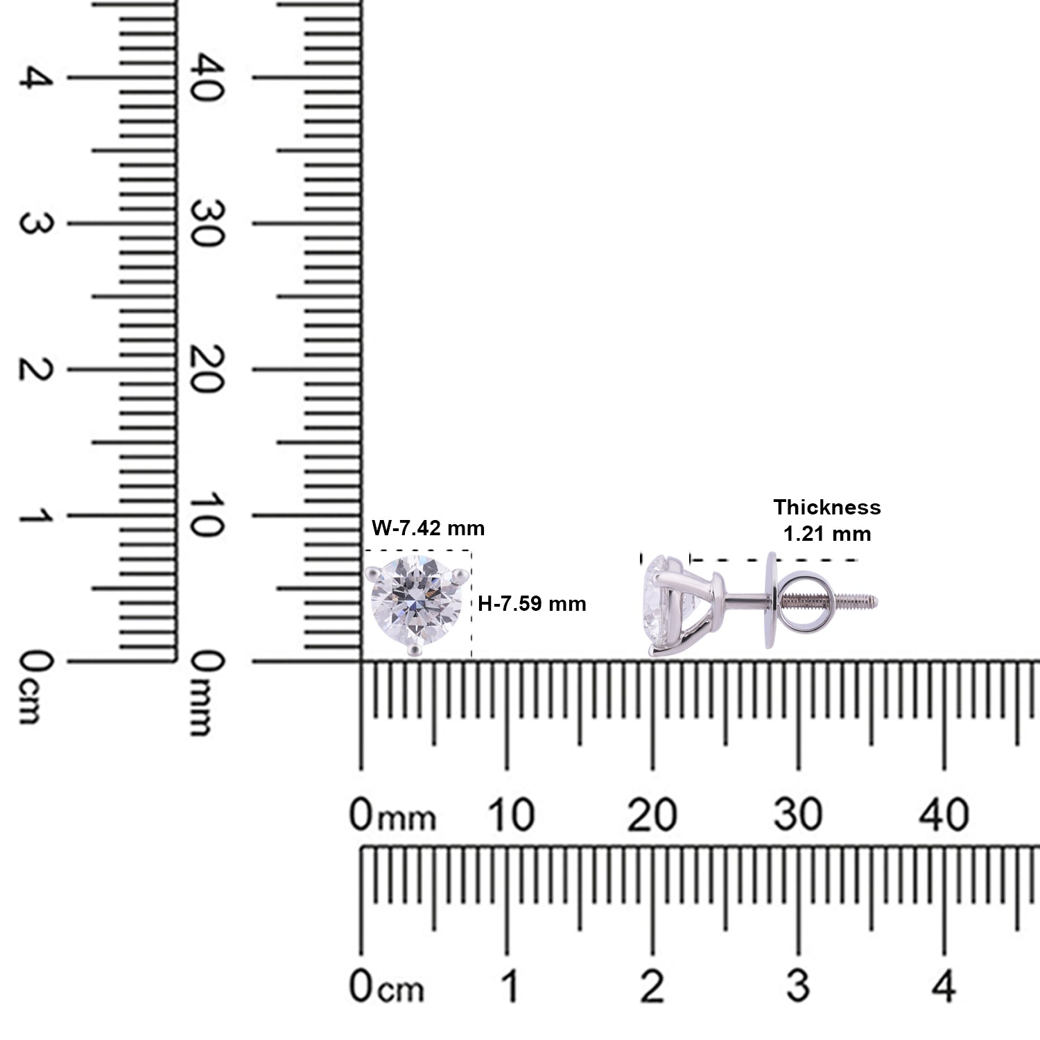 Round Brilliant Lab-Grown Diamond Stud Earrings in 18K White Gold | SKU : 0004953555