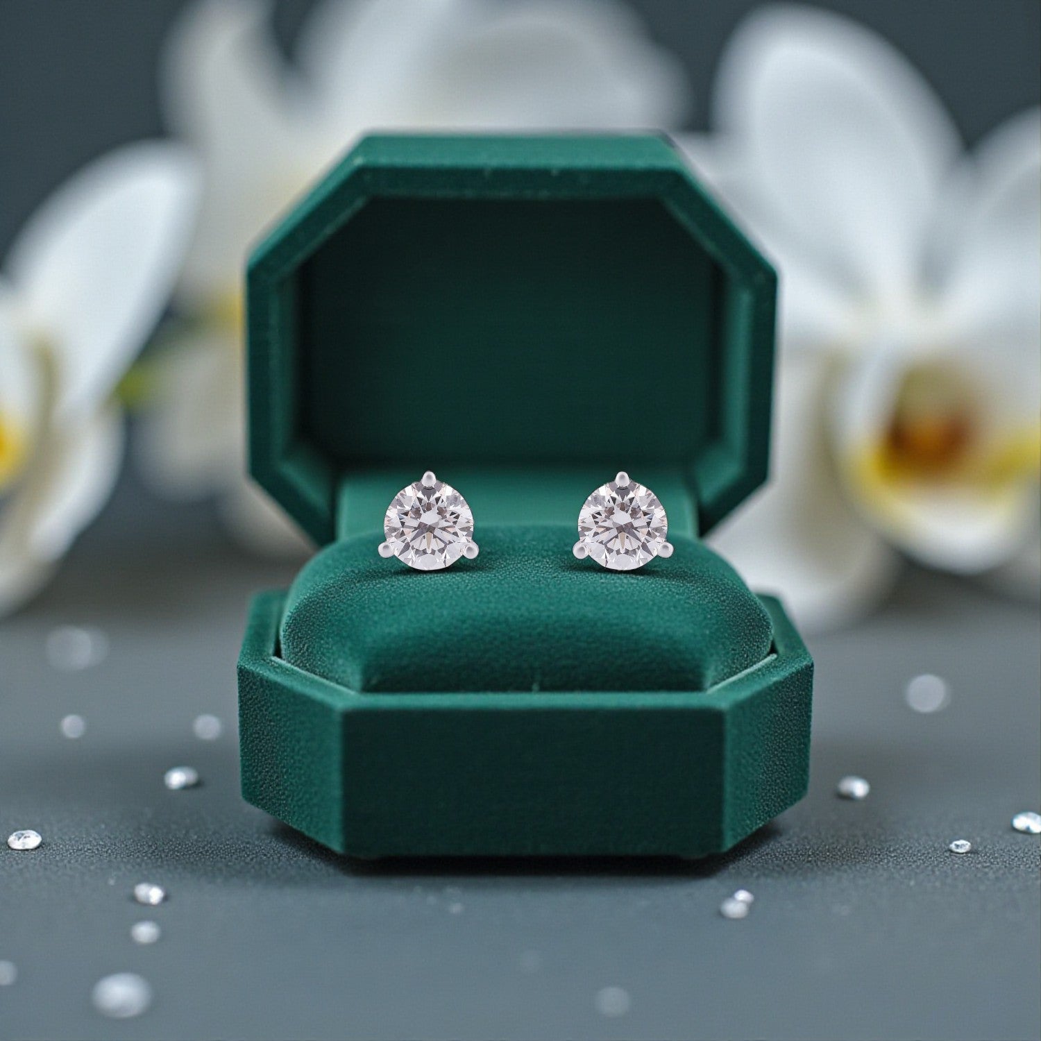 Round Brilliant Lab-Grown Diamond Stud Earrings in 18K Rose Gold | SKU : 0004953562