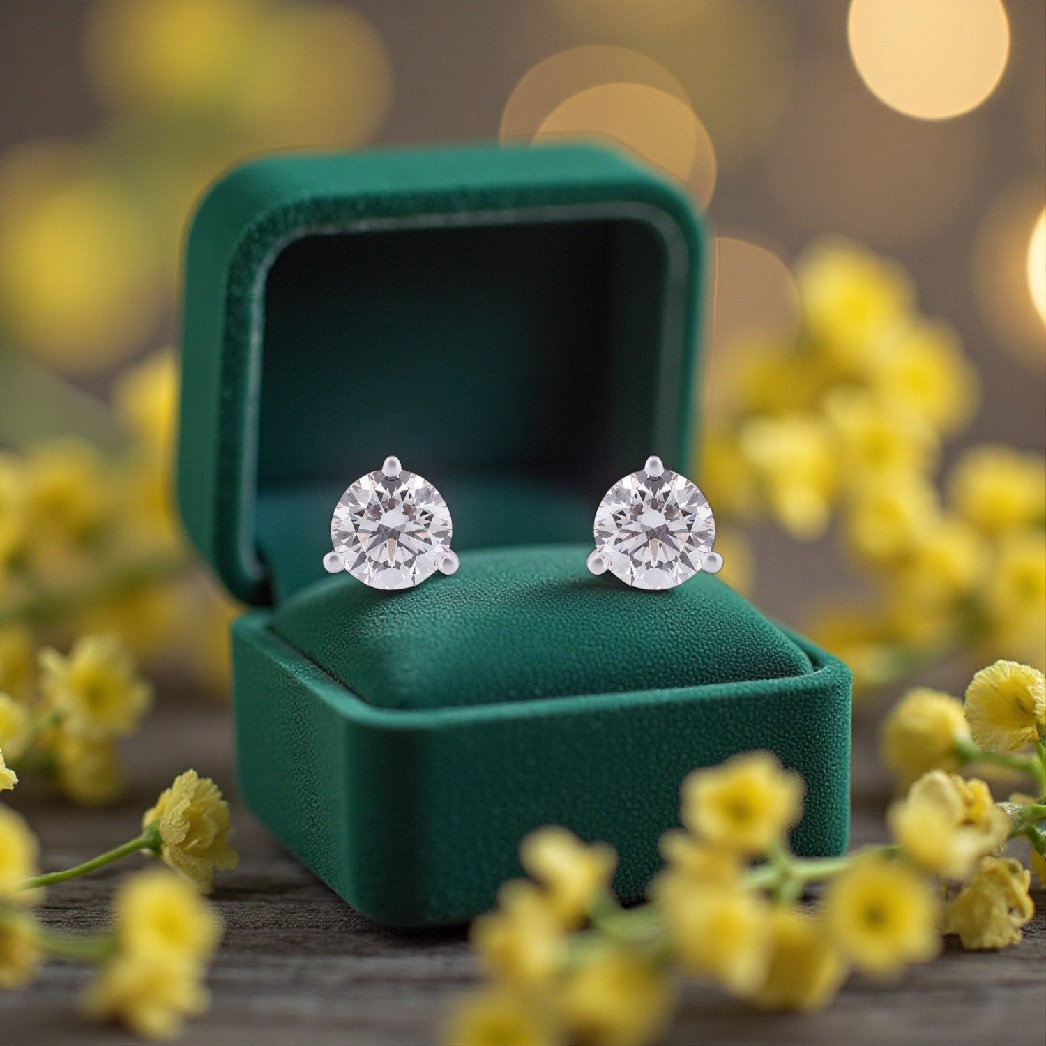 Round Brilliant Lab-Grown Diamond Stud Earrings in 18K Rose Gold | SKU : 0004953586