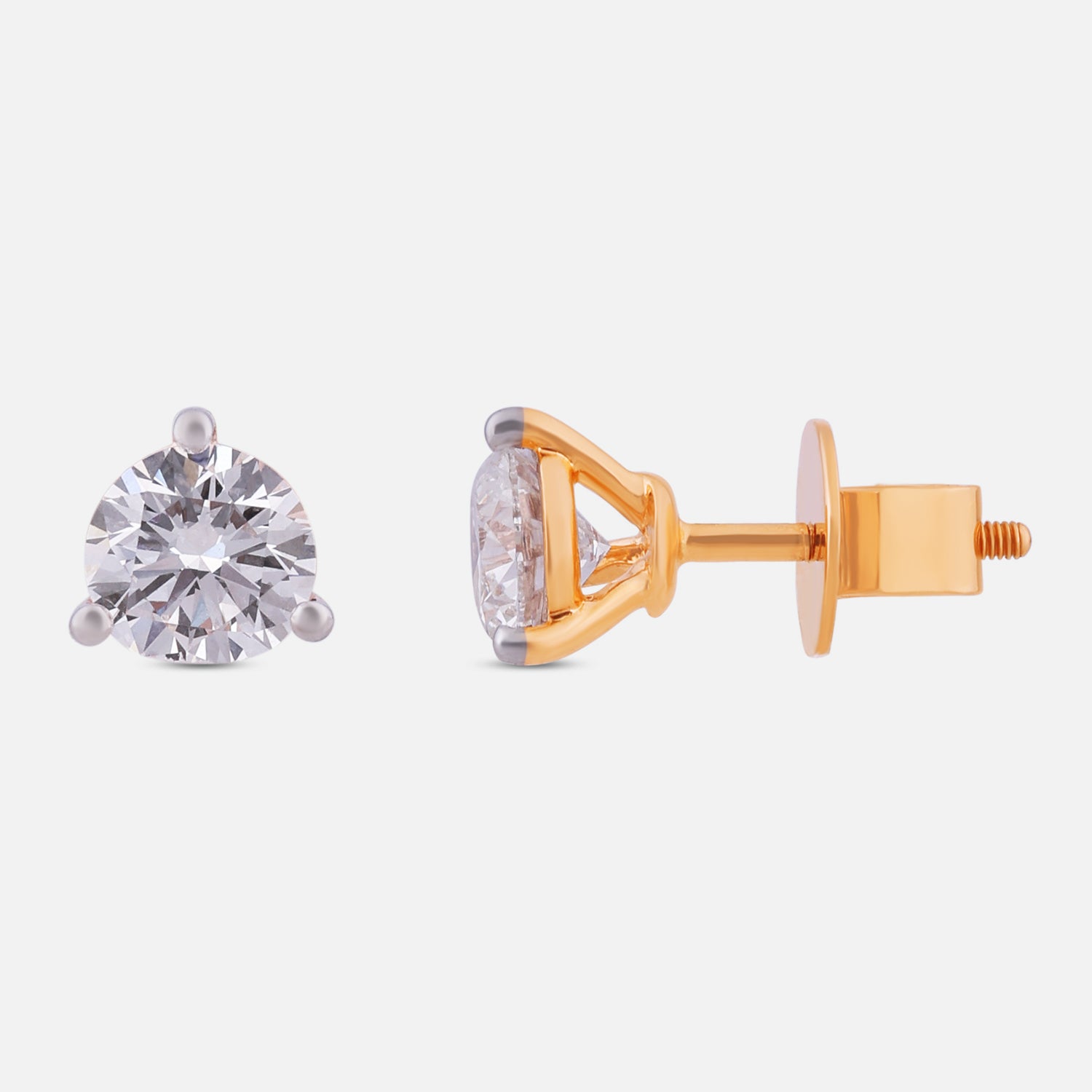 Round Brilliant Lab-Grown Diamond Stud Earrings in 18K Yellow Gold | SKU : 0004953630