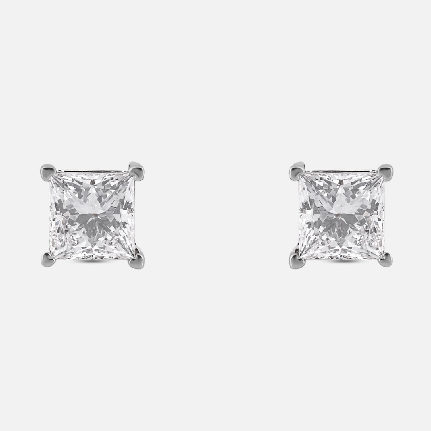 Princess-Cut Lab-Grown Diamond Stud Earrings in 18K White Gold | SKU : 0004953647