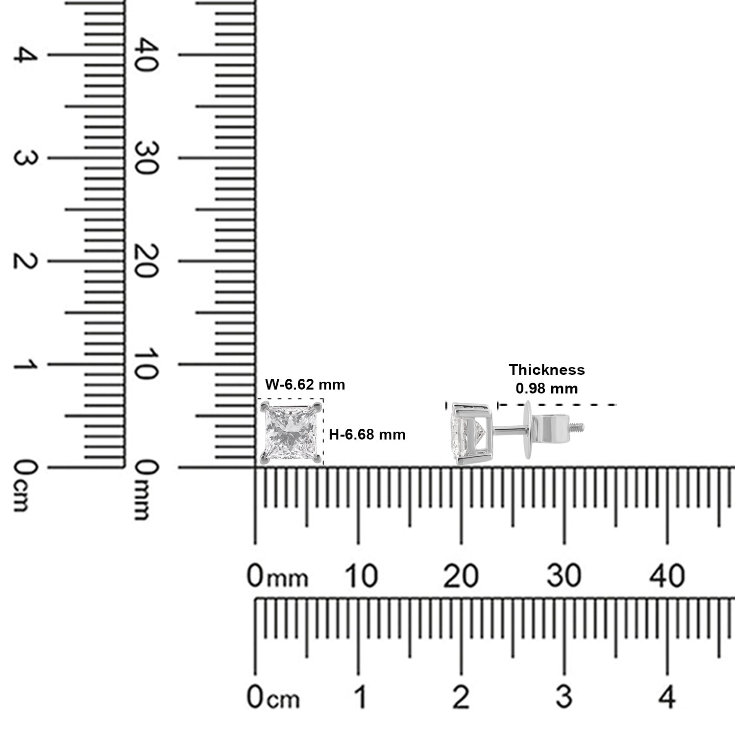 Princess-Cut Lab-Grown Diamond Stud Earrings in 18K White Gold | SKU : 0004953647