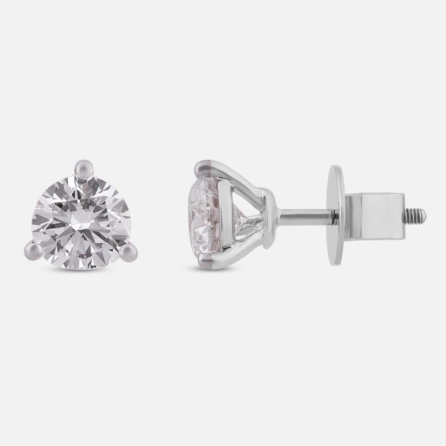 Round Brilliant Lab-Grown Diamond Stud Earrings in 18K White Gold | SKU : 0004953654
