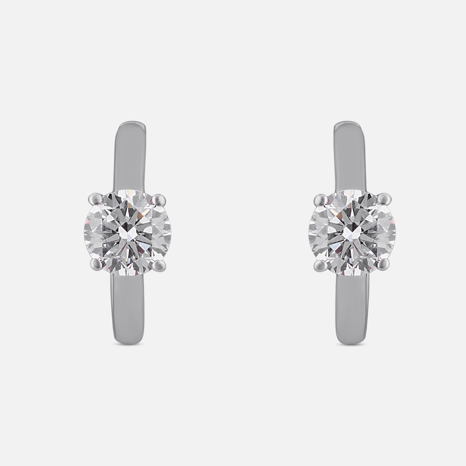 Solitaire Lab-Grown Diamond Hoop Earrings in 18K White Gold | SKU : 0004953661