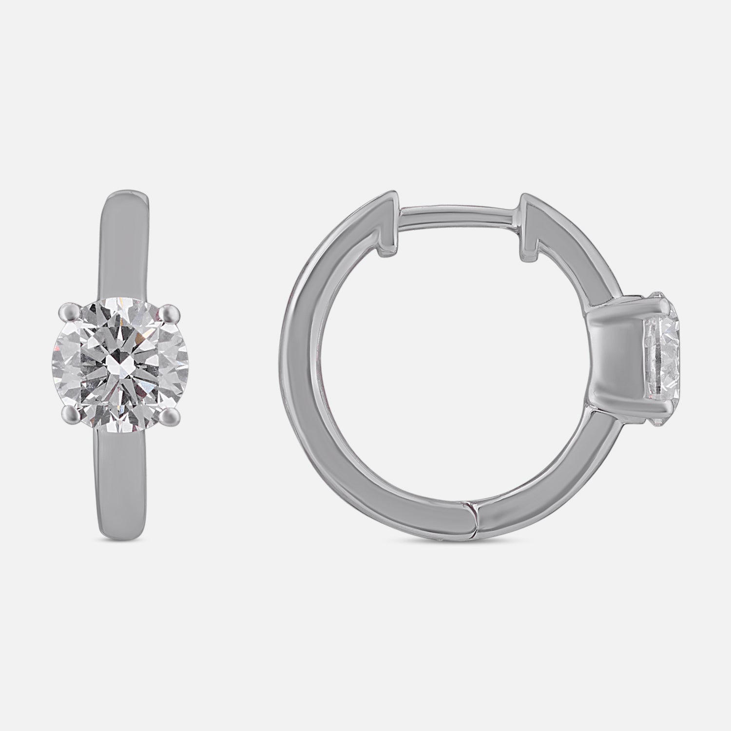 Solitaire Lab-Grown Diamond Hoop Earrings in 18K White Gold | SKU : 0004953661