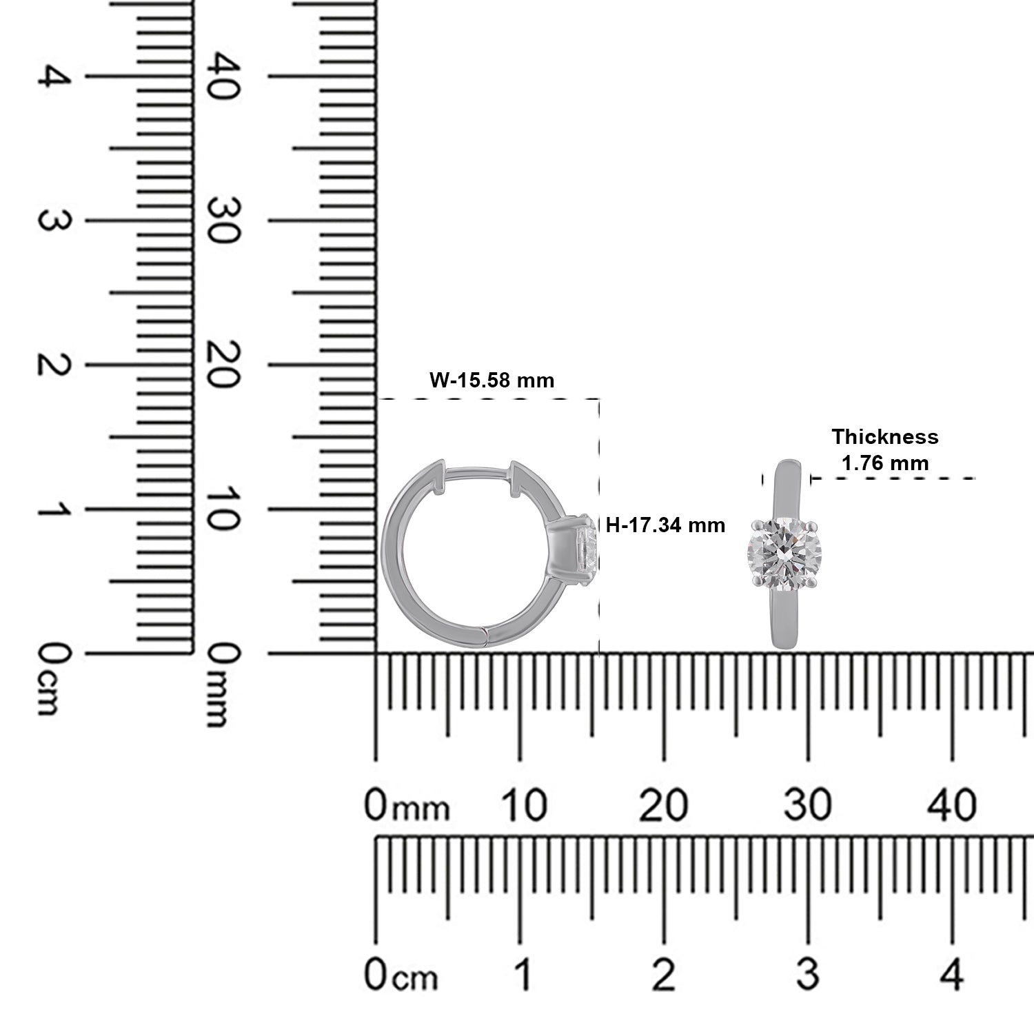 Solitaire Lab-Grown Diamond Hoop Earrings in 18K White Gold | SKU : 0004953661
