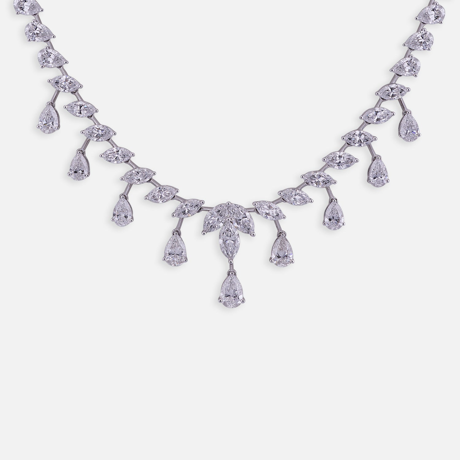 Double-Strand Lab-Grown Pear Diamond Necklace in 18K White Gold | SKU : 0004953678