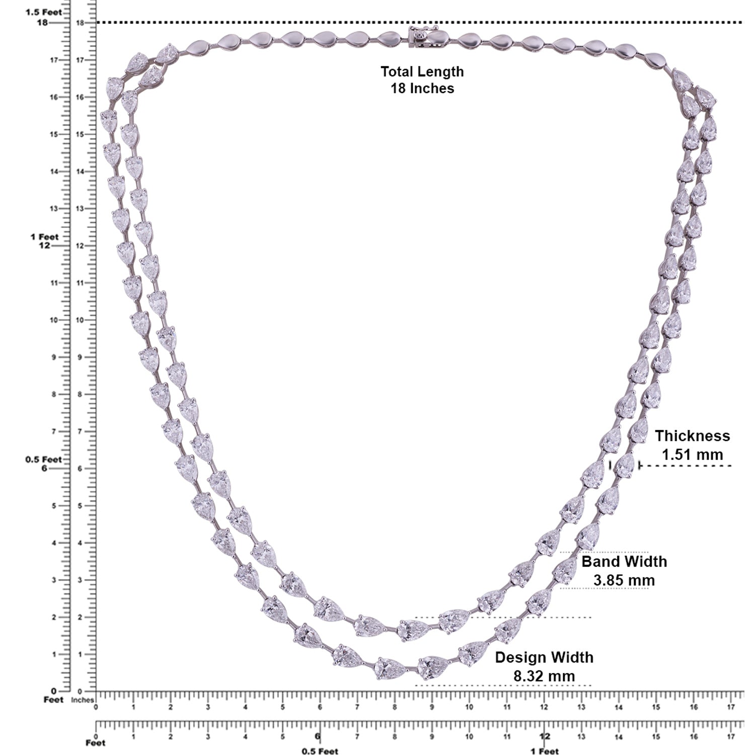 Double-Strand Lab-Grown Pear Diamond Necklace in 18K White Gold | SKU : 0004953678