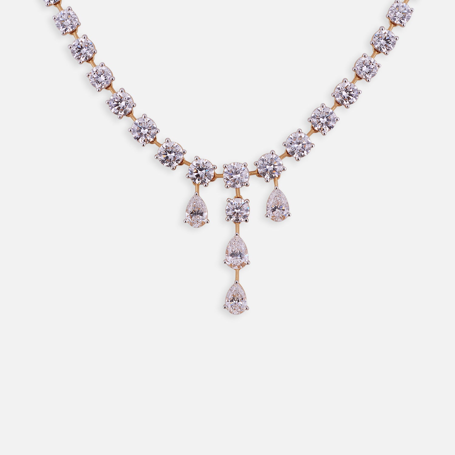 Radiant Cascade Lab-Grown Diamond Necklace in Yellow Gold | SKU : 0004953692