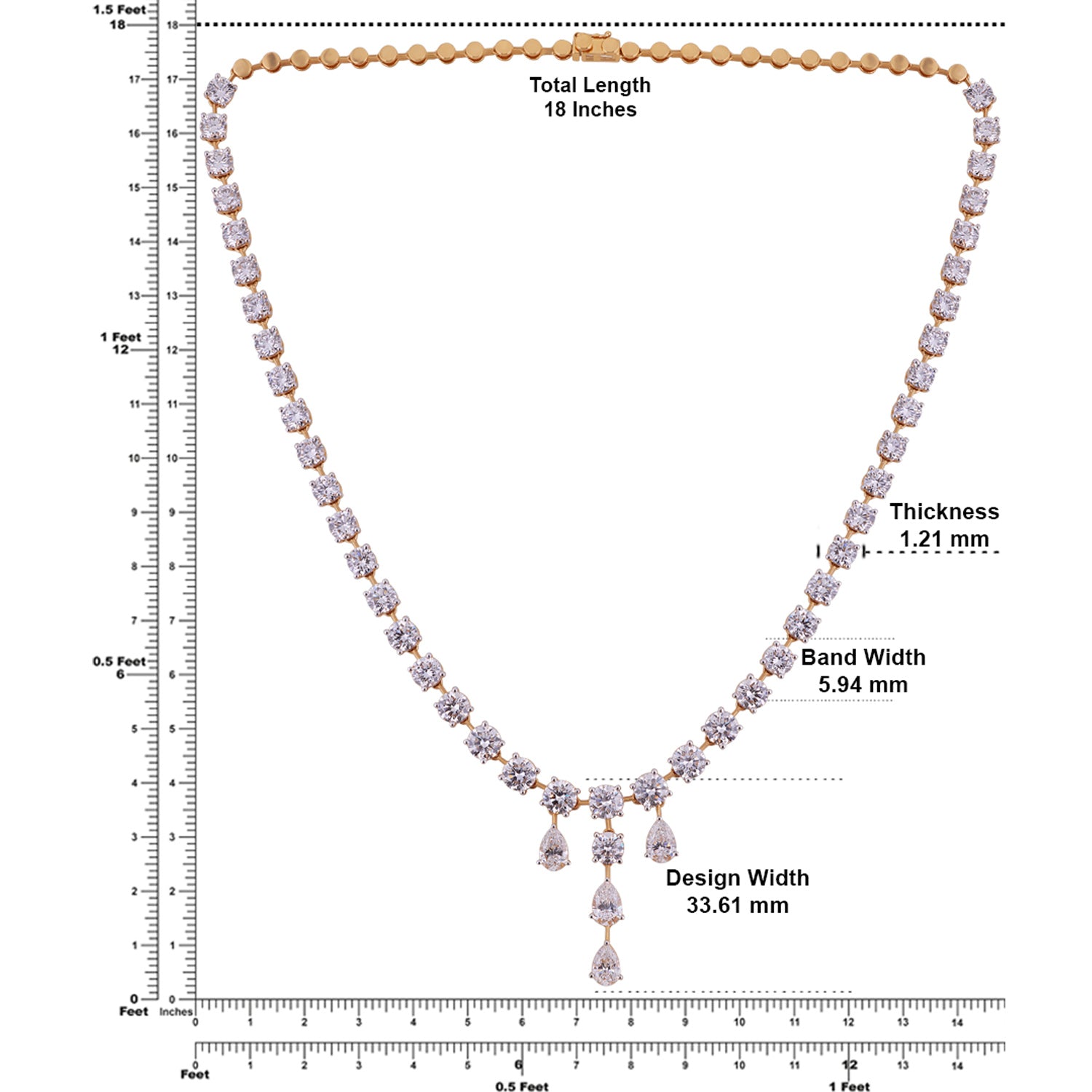 Radiant Cascade Lab-Grown Diamond Necklace in Yellow Gold | SKU : 0004953692
