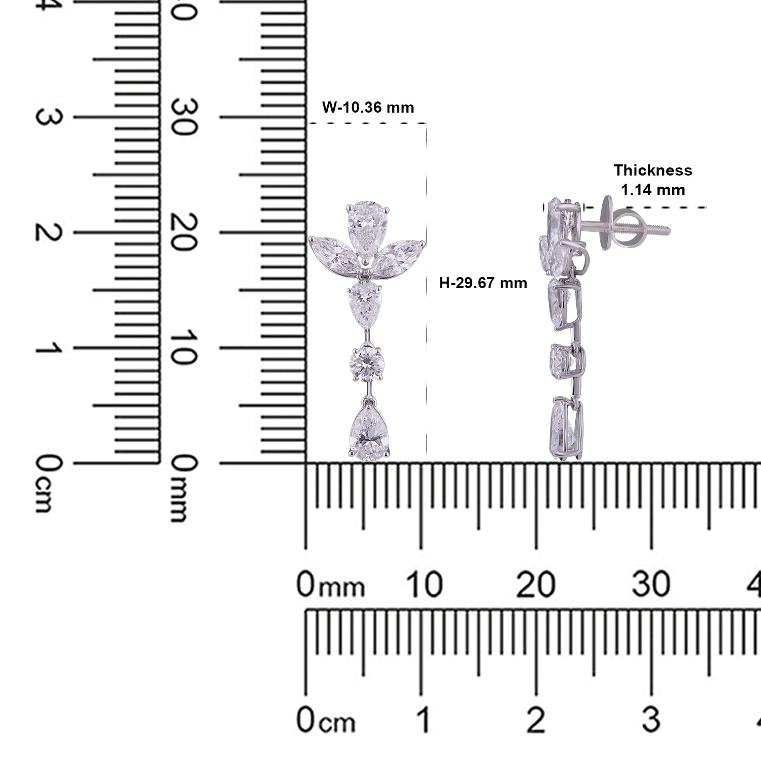 Lab-Grown Marquise and Pear Diamond Floral Drop Earrings in 18K White Gold | SKU : 0004953722