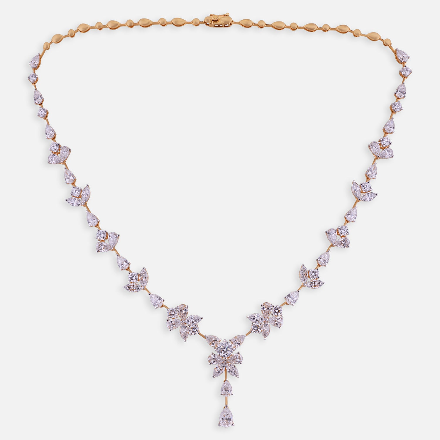 Radiant Leaf Cascade Lab-Grown Diamond Necklace in Yellow Gold | SKU : 0004953739