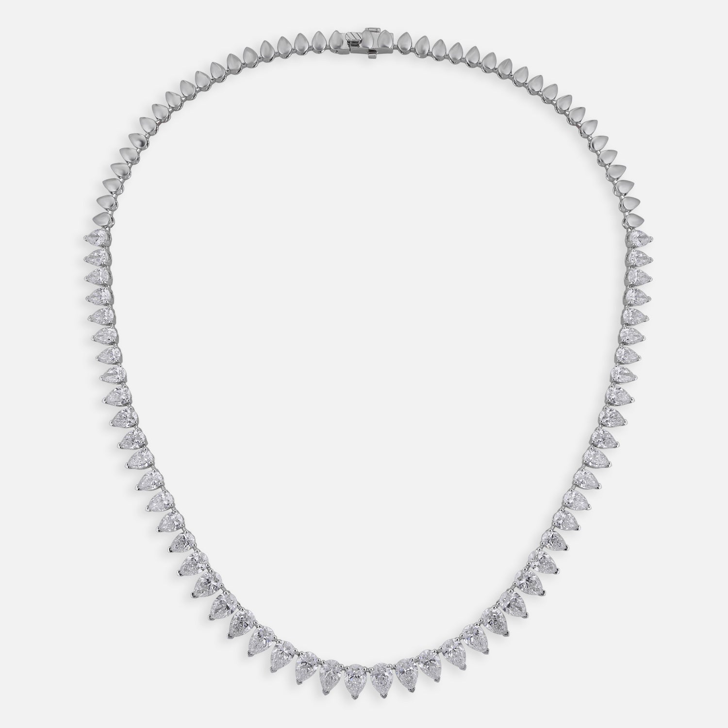 Lab-Grown Pear Diamond Riviera Necklace in 18K White Gold | SKU : 0004953753