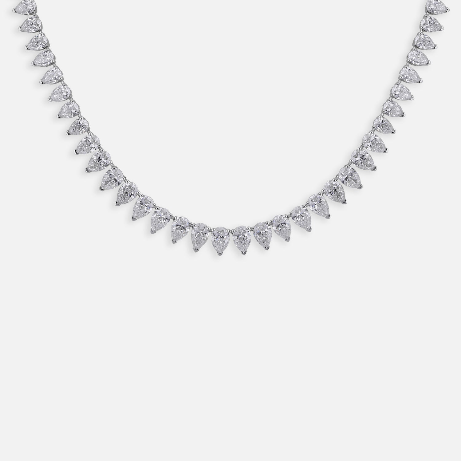 Lab-Grown Pear Diamond Riviera Necklace in 18K White Gold | SKU : 0004953753