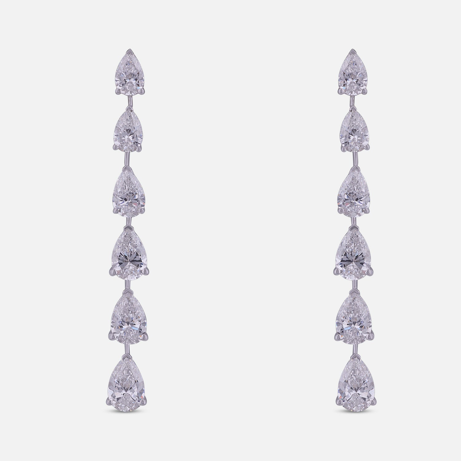 Lab-Grown Pear Diamond Linear Drop Earrings in 18K White Gold | SKU : 0004953760