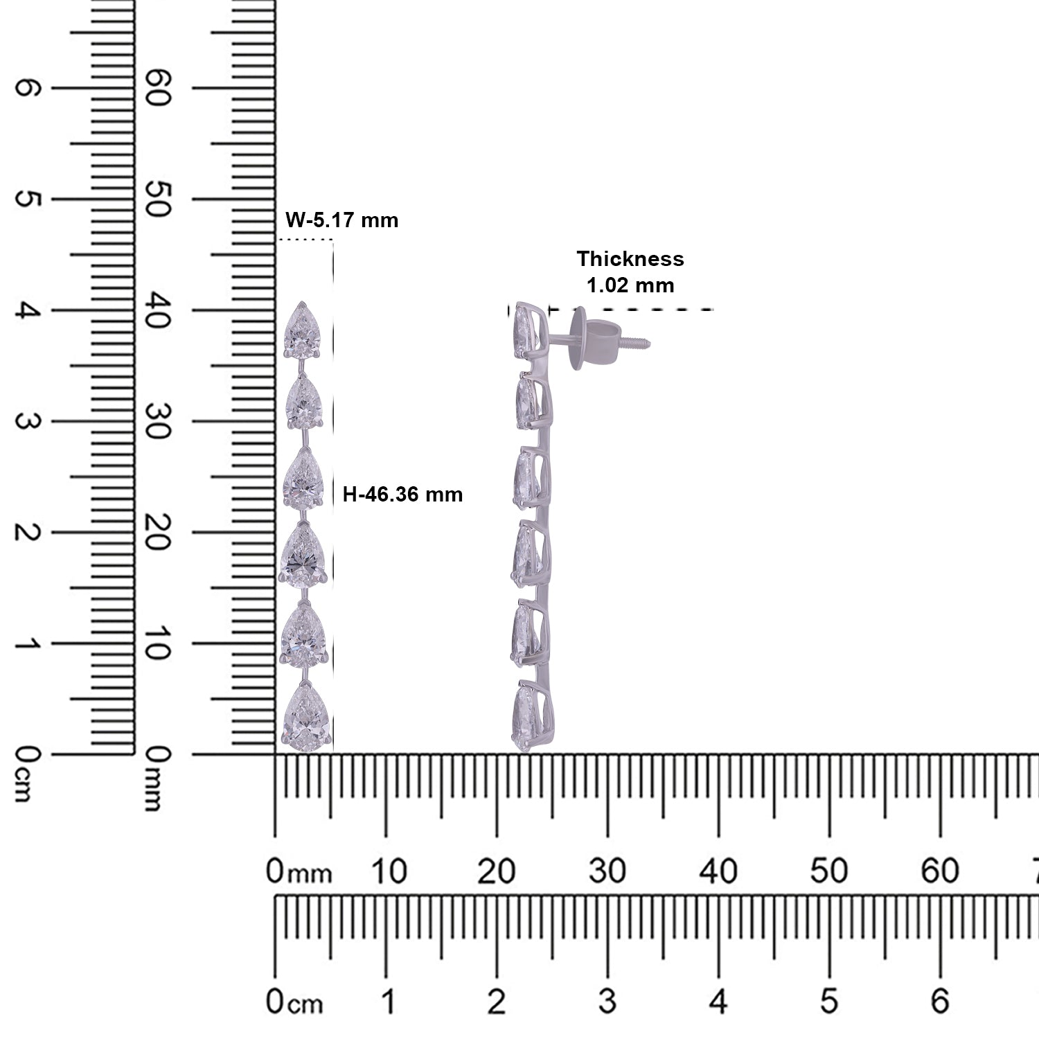 Lab-Grown Pear Diamond Linear Drop Earrings in 18K White Gold | SKU : 0004953760