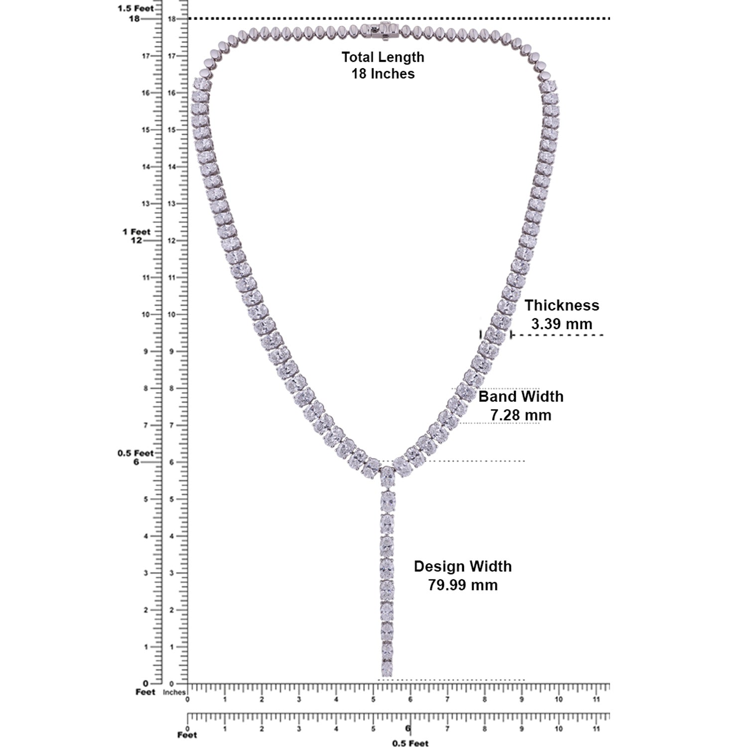 Lab-Grown Diamond Lariat Necklace in 18K White Gold | SKU : 0004953777