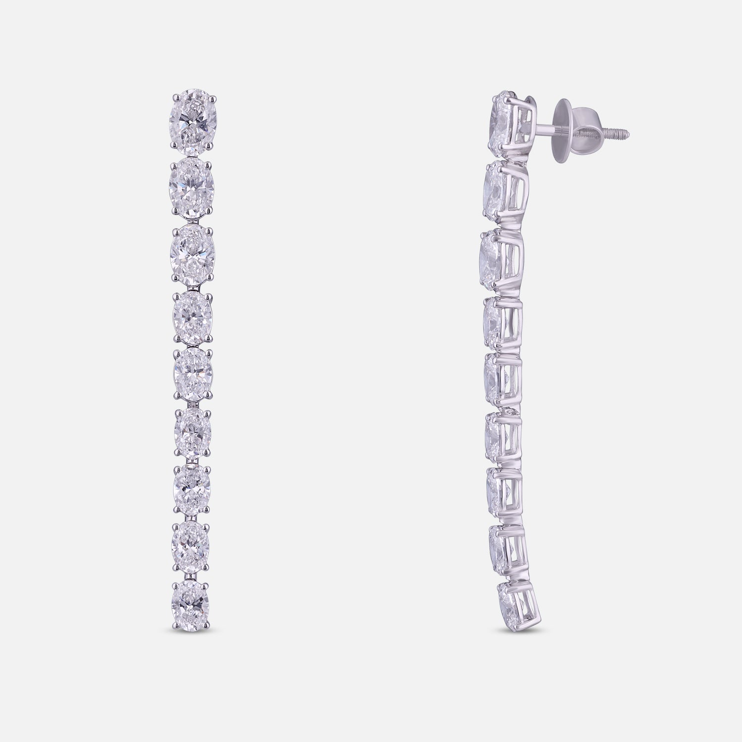 Lab-Grown Classic Diamond Line Drop Earrings in 18K White Gold | SKU : 0004953784