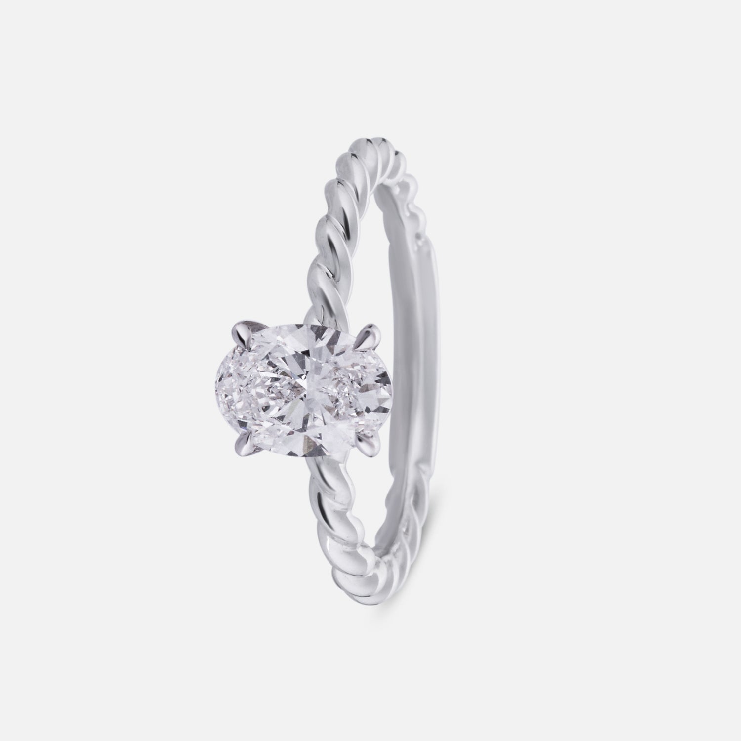 Eternal Twist Lab Grown Oval Diamond Ring in White Gold | SKU : 0004953821