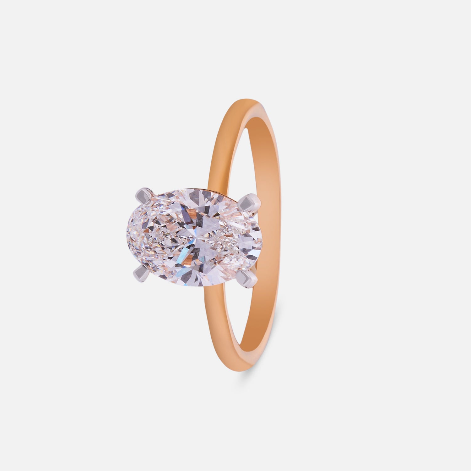 Aurora Muse Lab Grown Oval Diamond Ring in Rose Gold | SKU : 0004953838
