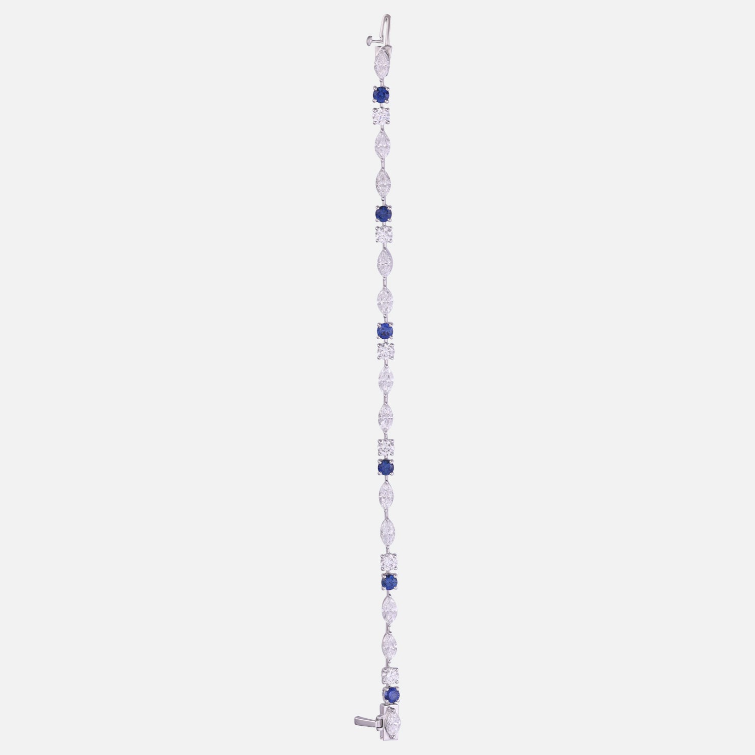 Lab-Grown Diamond and Sapphire Drop Necklace in 18K White Gold | SKU : 0004953852