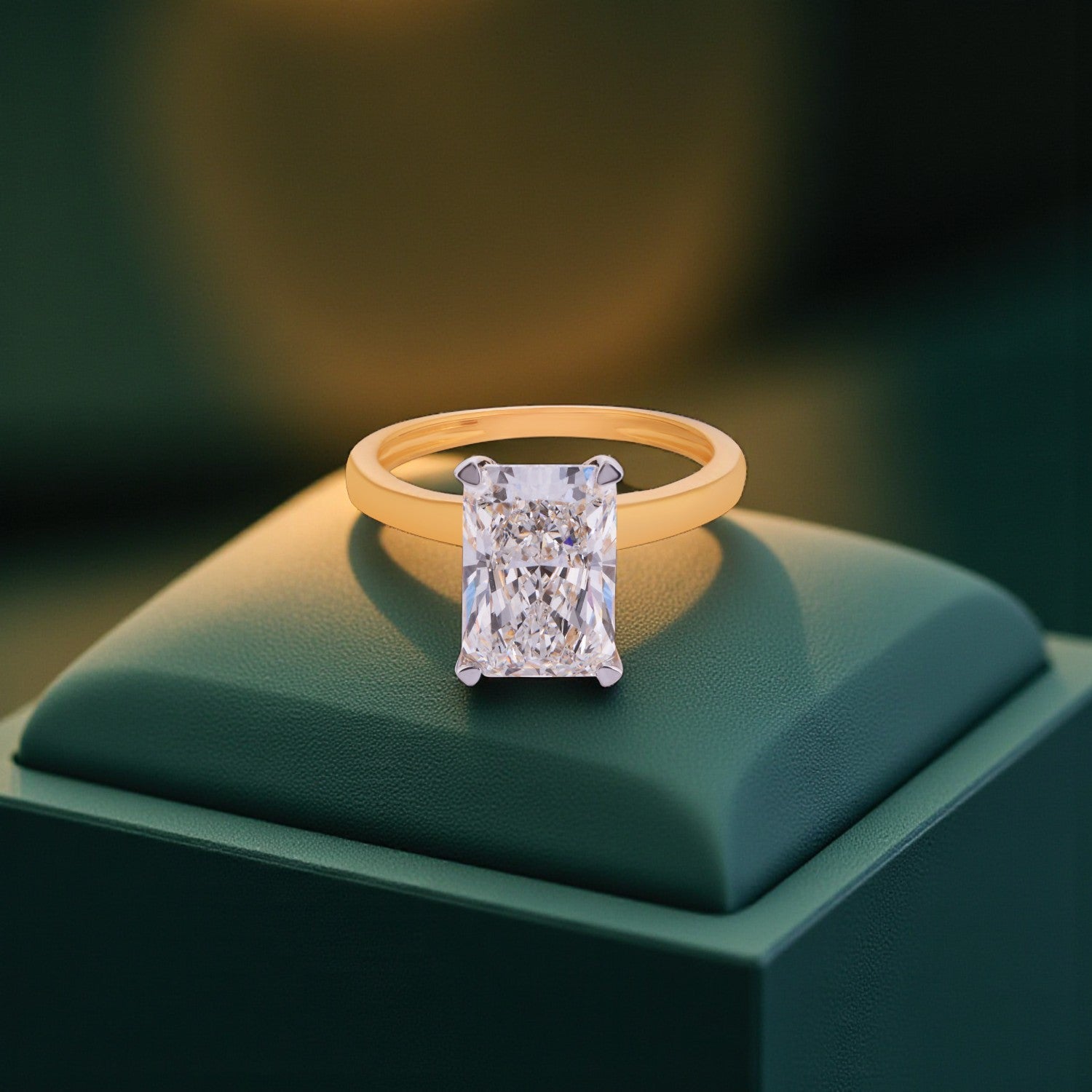 Golden Radiance Lab Grown Radiant Cut Diamond Ring in Yellow Gold | SKU : 0004953920