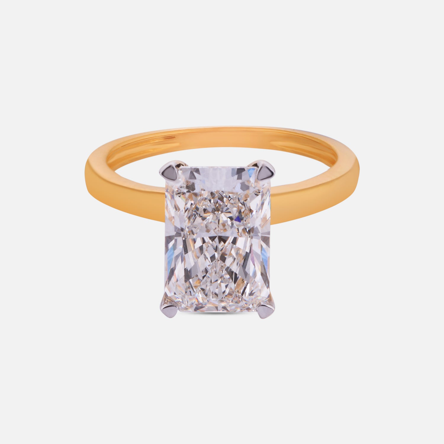Golden Radiance Lab Grown Radiant Cut Diamond Ring in Yellow Gold | SKU : 0004953920