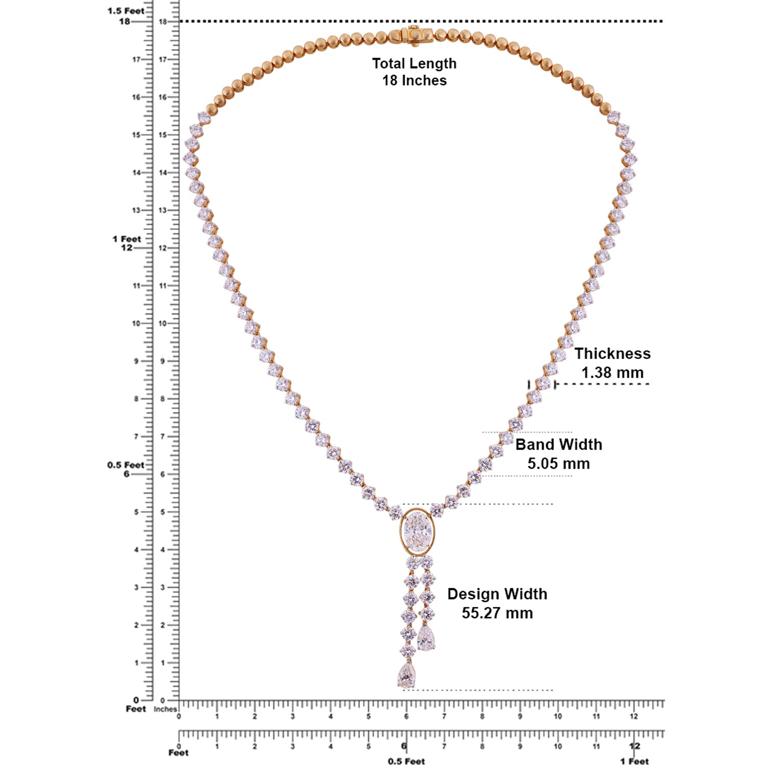 Lab-Grown Diamond Drop Necklace in 18K Yellow Gold | SKU : 0004953944