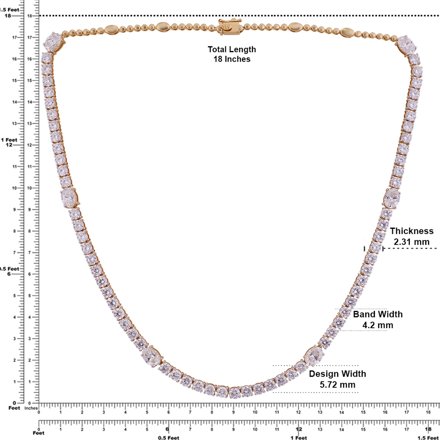 Radiant Lab-Grown Diamond Tennis Necklace in 18K Yellow Gold | SKU : 0004953982