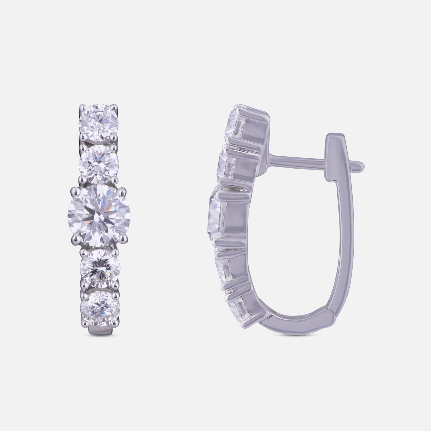 Lab-Grown Diamond Hoop Earrings in 18K White Gold | SKU : 0004954019