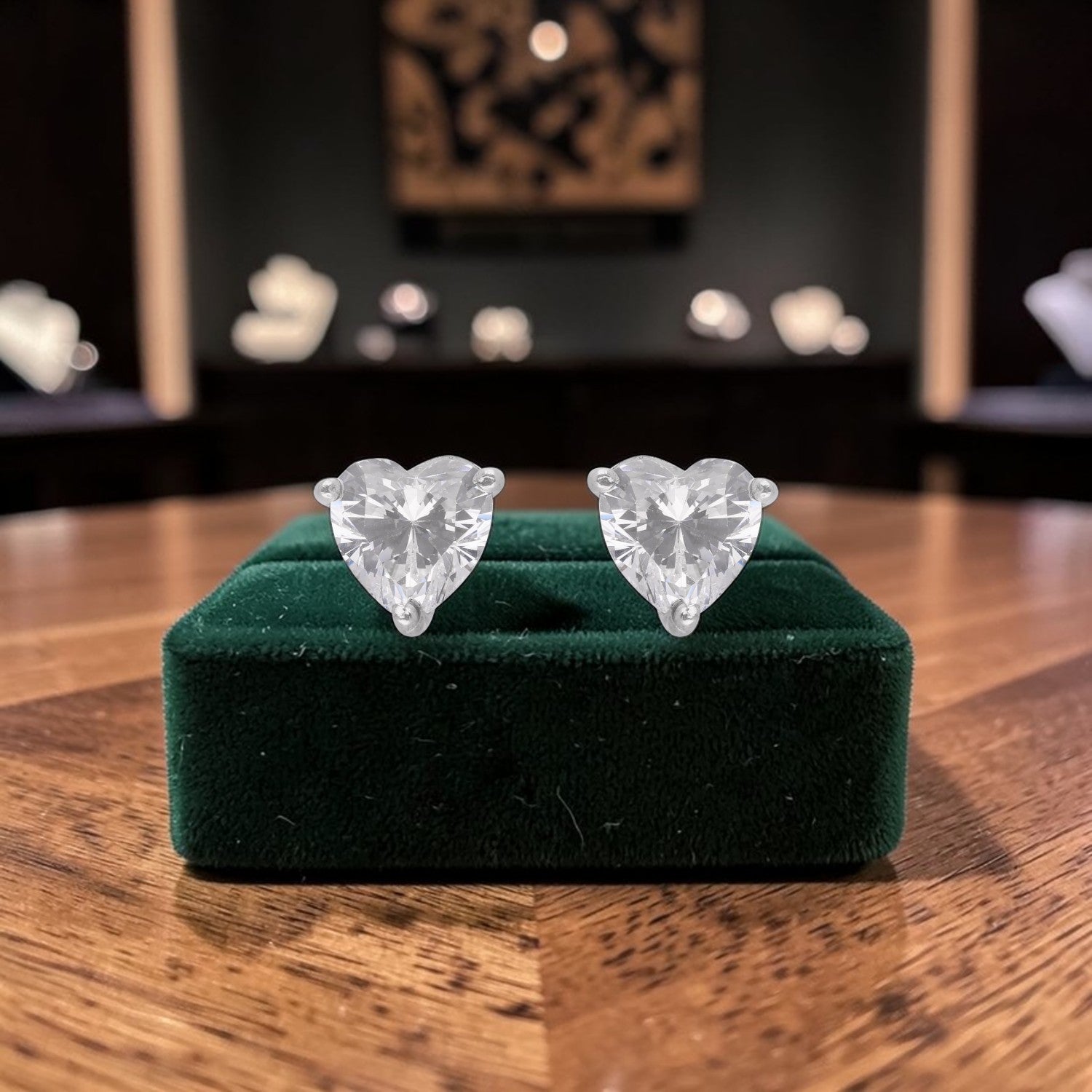 Minimal Heart Cut Cubic Zirconia Solitaire Stud Earrings in Sterling Silver | SKU: 0022628329, 0005757305, 0005757329, 0022628343, 0005749966