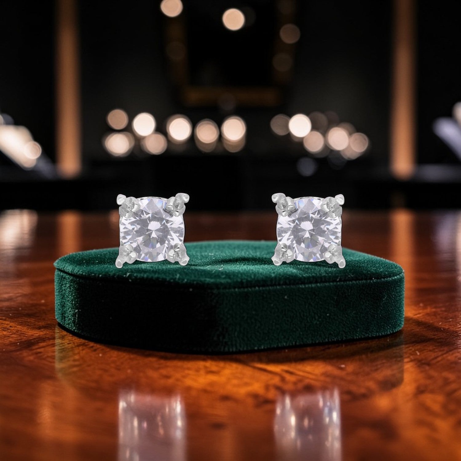 Classic Cushion Cut Cubic Zirconia Solitaire Stud Earrings in Sterling Silver | SKU: 0022628626, 0022628602, 0005750474, 0005750450, 0005750467