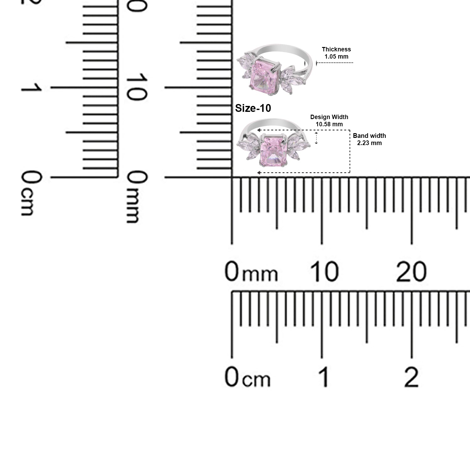 Elegant Sterling Silver Rectangular Pink Cubic Zirconia Ring with Marquise CZ Accents | SKU: 0022628916, 0022628930