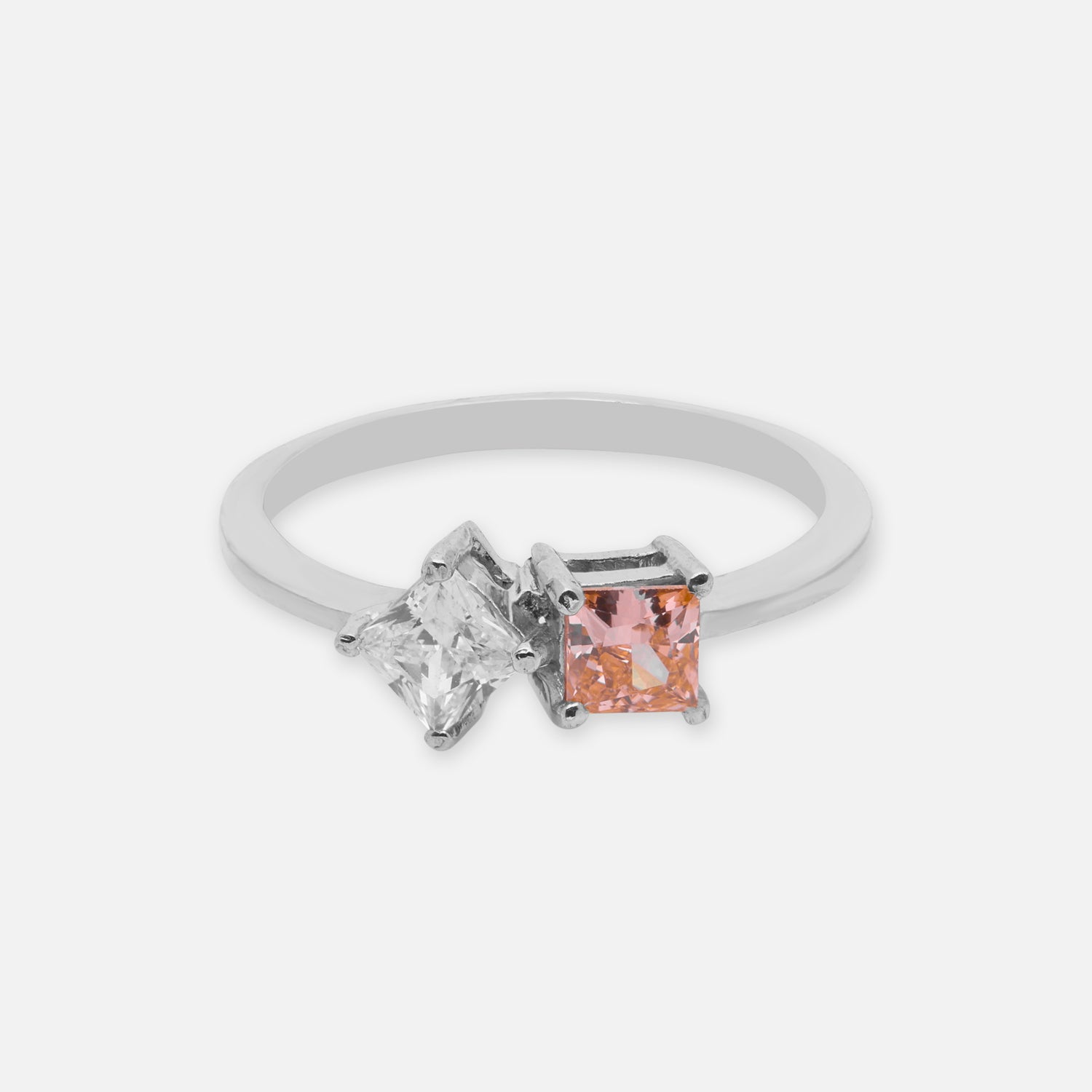 Sterling Silver Dual Tone Peach Cubic Zircon Open Ring | SKU: 0022628978, 0022629005, 0005750634