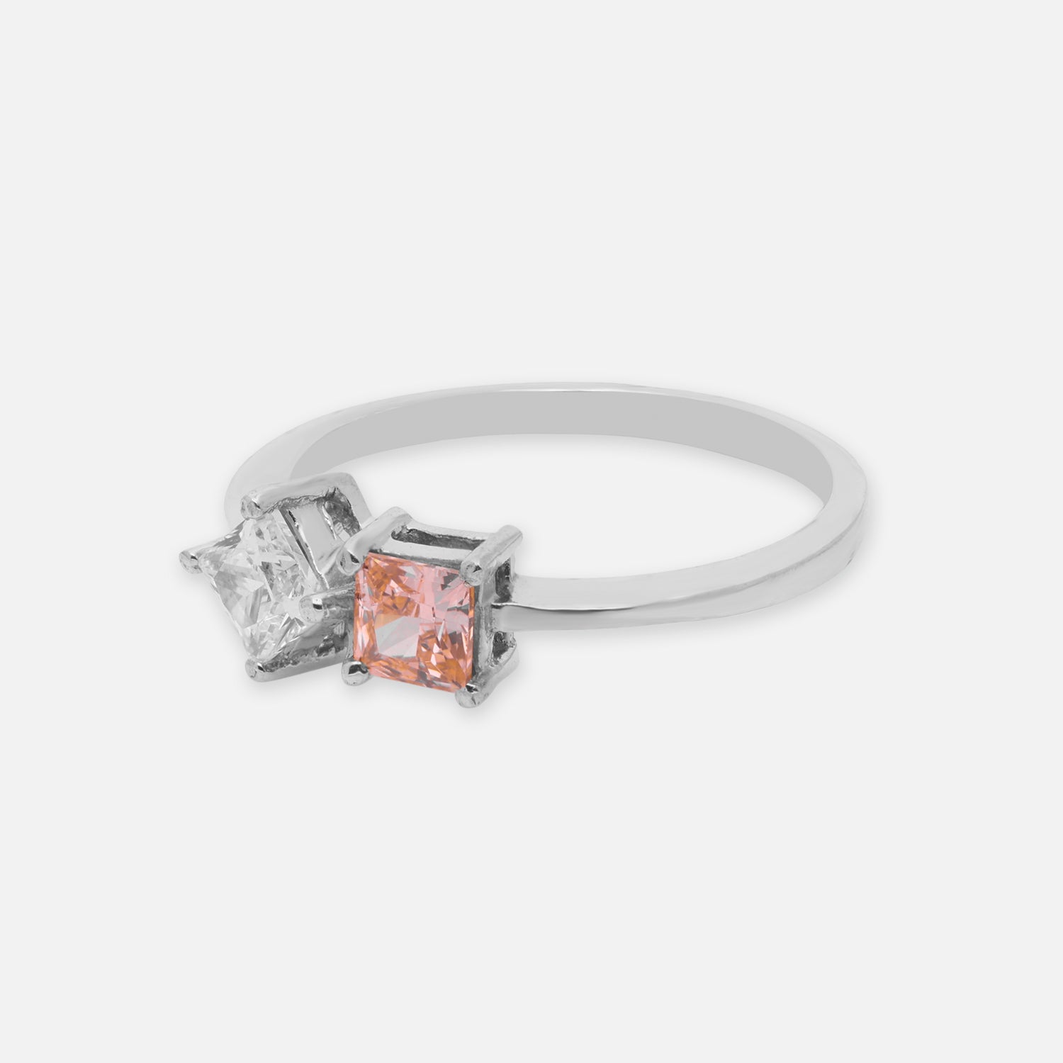 Sterling Silver Dual Tone Peach Cubic Zircon Open Ring | SKU: 0022628978, 0022629005, 0005750634