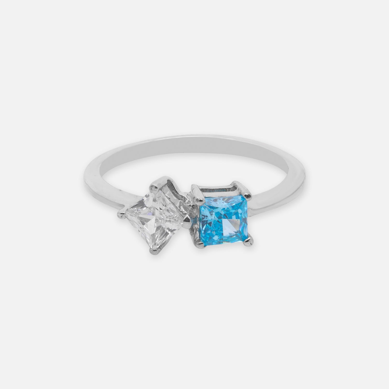Sterling Silver Dual Stone Cubic Zircon Open Ring | SKU: 0022629036, 0005758029, 0005750627