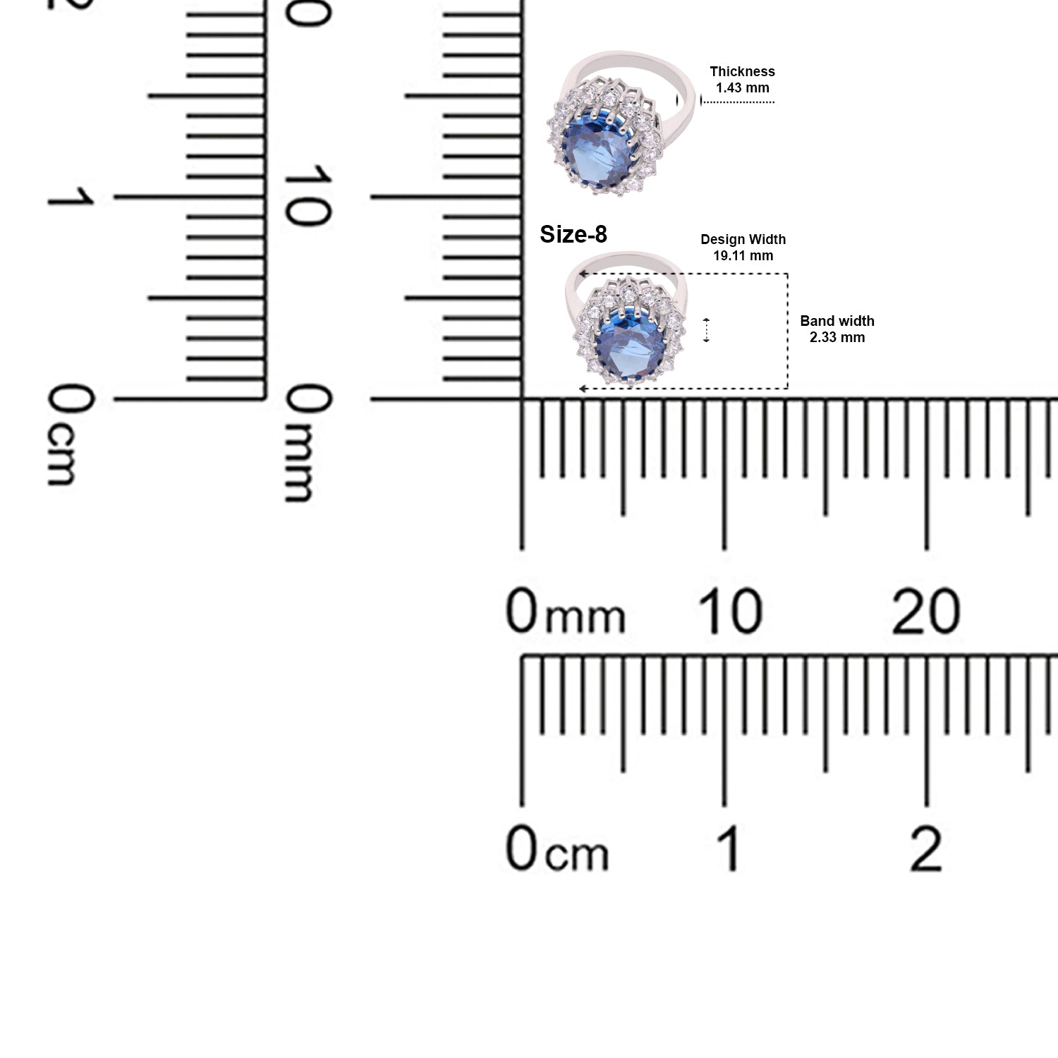 Sterling Silver Deep Blue Oval Cubic Zirconia Halo Statement Ring | SKU: 0022629159