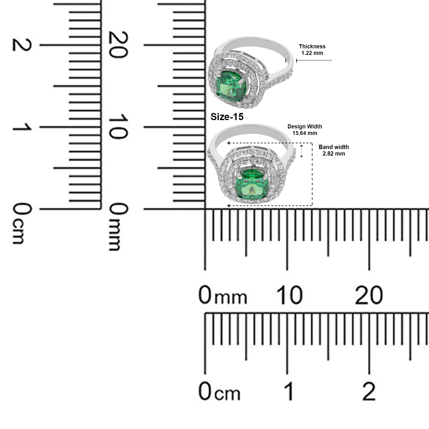 Sterling Silver Green Cushion Cut Cubic Zirconia Halo Statement Ring | SKU: 0022629180, 0005758180, 0005750795