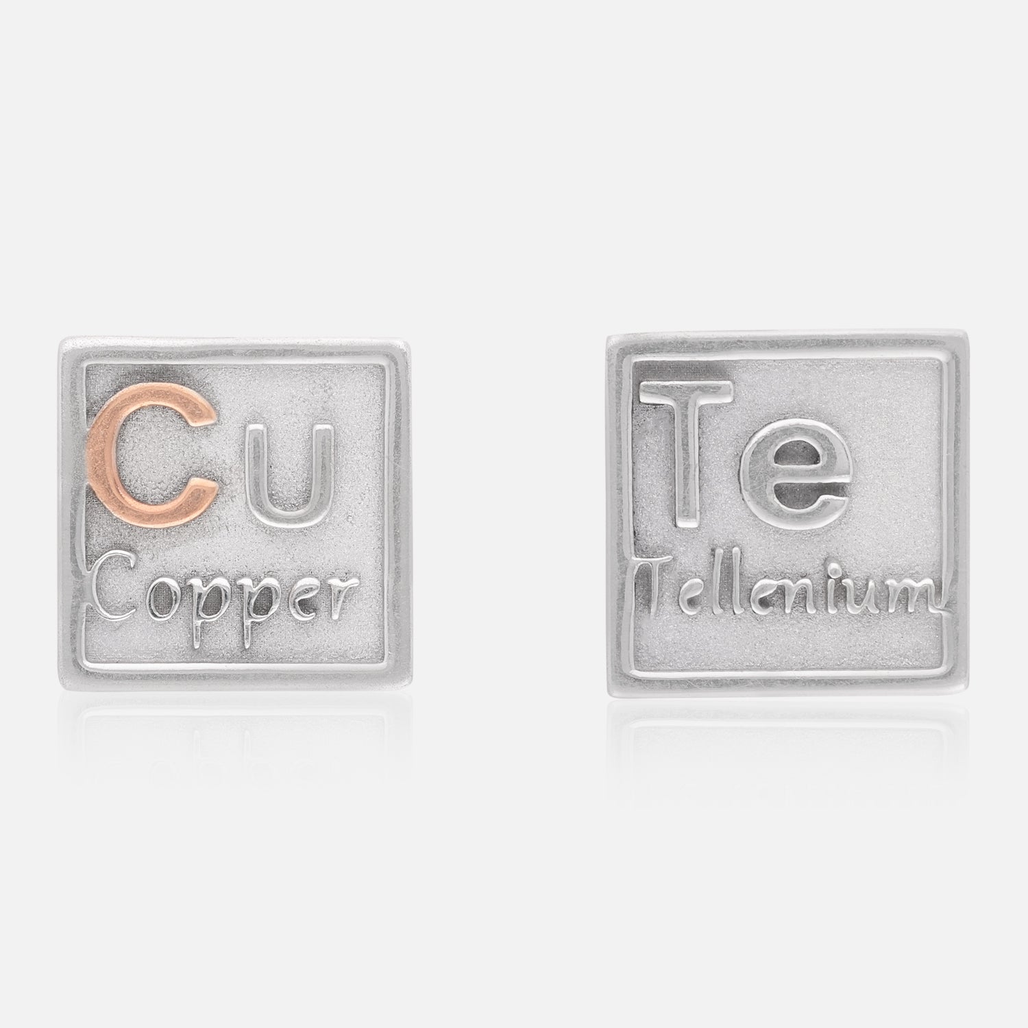 Sterling Silver Cu & Te Element Stud Earrings – Science Collection | SKU: 0005867042, 0005867066, 0005867080, 0005867103, 0005867127, 0005867141, 0005867165, 0005867189, 0005867202, 0005867226, 0005867240, 0005867264, 0005867288, 0005867301