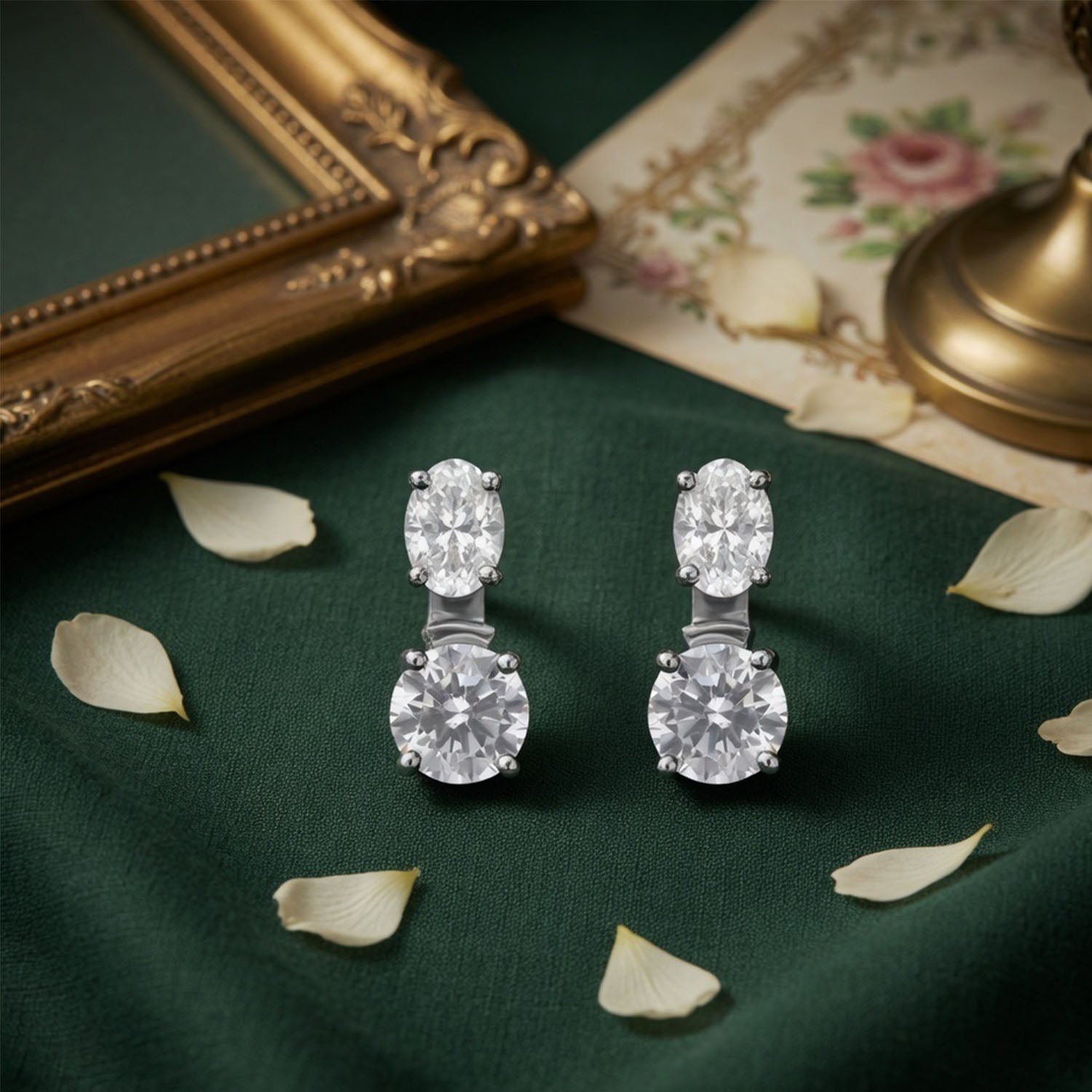 Sterling Silver Dual Stone Drop Earrings with Classic Solitaire Brilliance | SKU: 0006283346, 0006283339, 0006283322, 0022664471