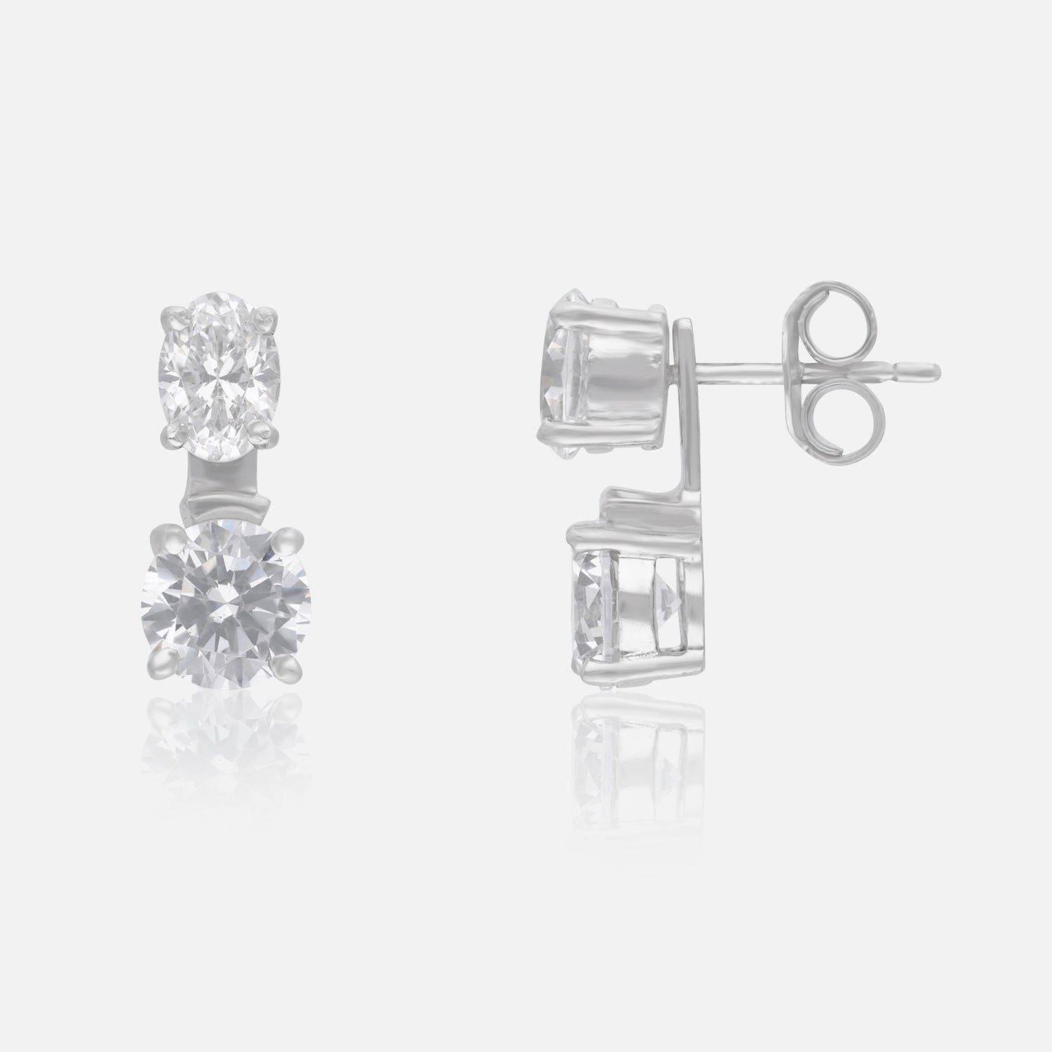 Sterling Silver Dual Stone Drop Earrings with Classic Solitaire Brilliance | SKU: 0006283346, 0006283339, 0006283322, 0022664471