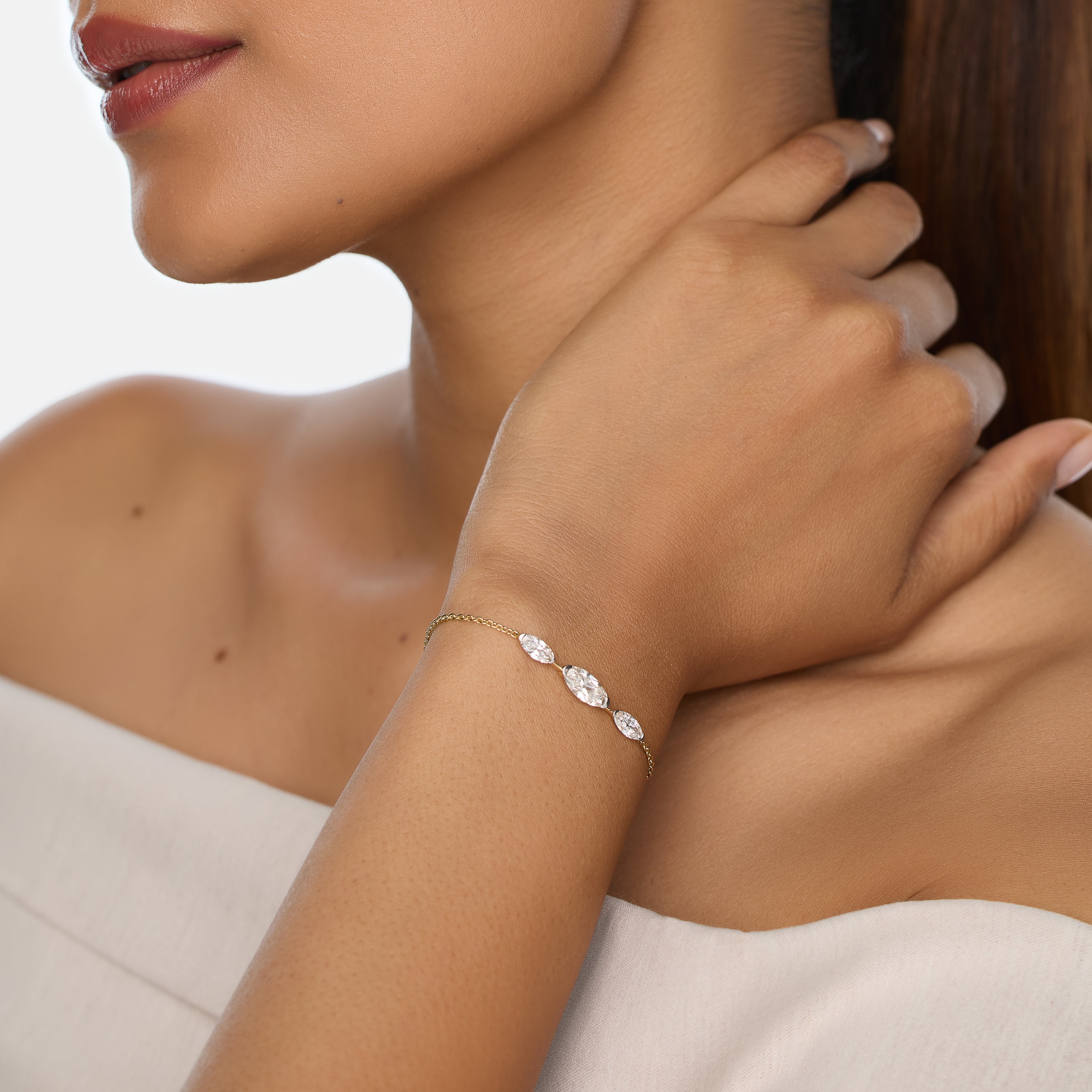 Roval-Cut Lab-Grown Diamond Trio Bracelet in Gold | SKU : 0021912764