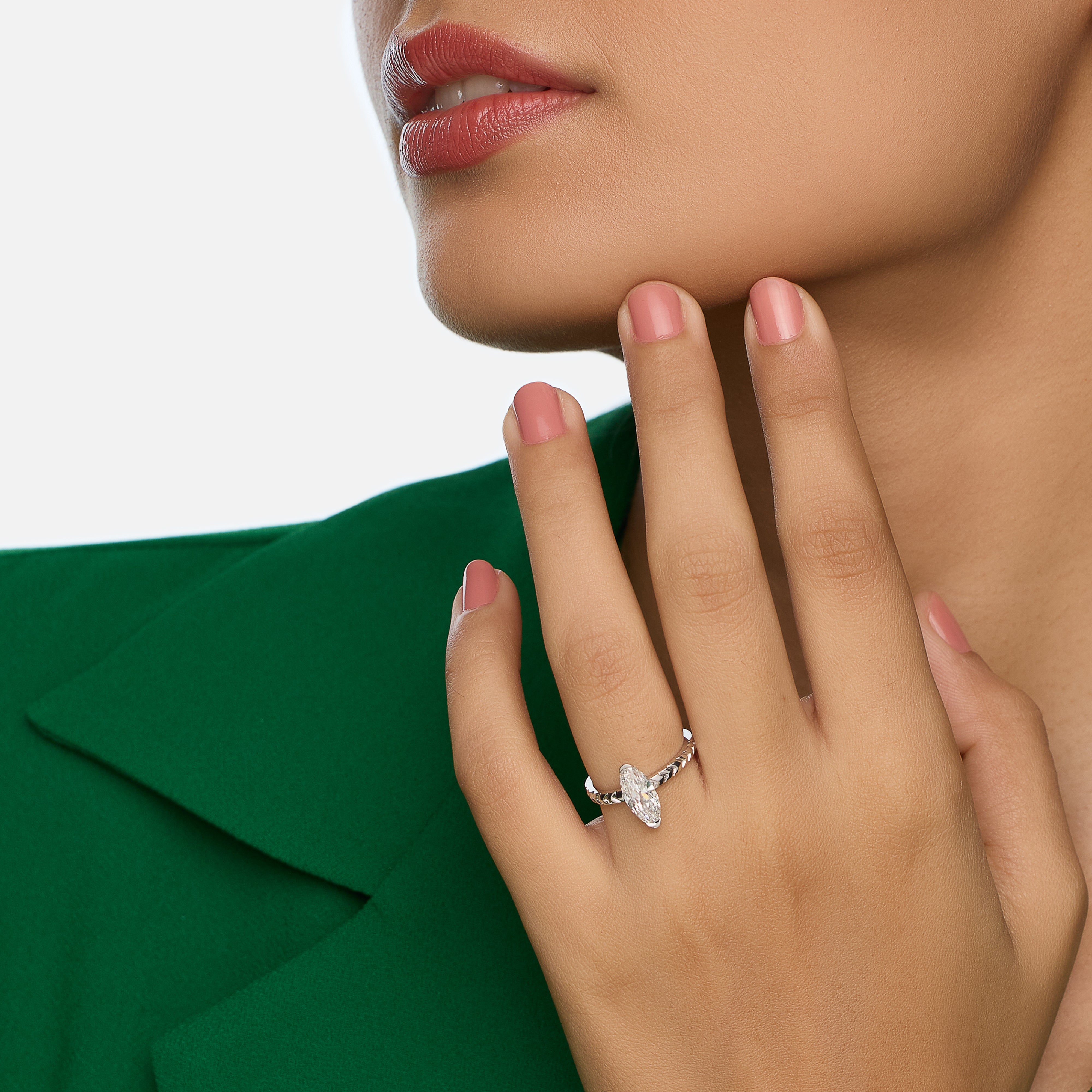 Roval-Cut Lab Grown Diamond Ring in 18K White Gold | SKU : 0021929984