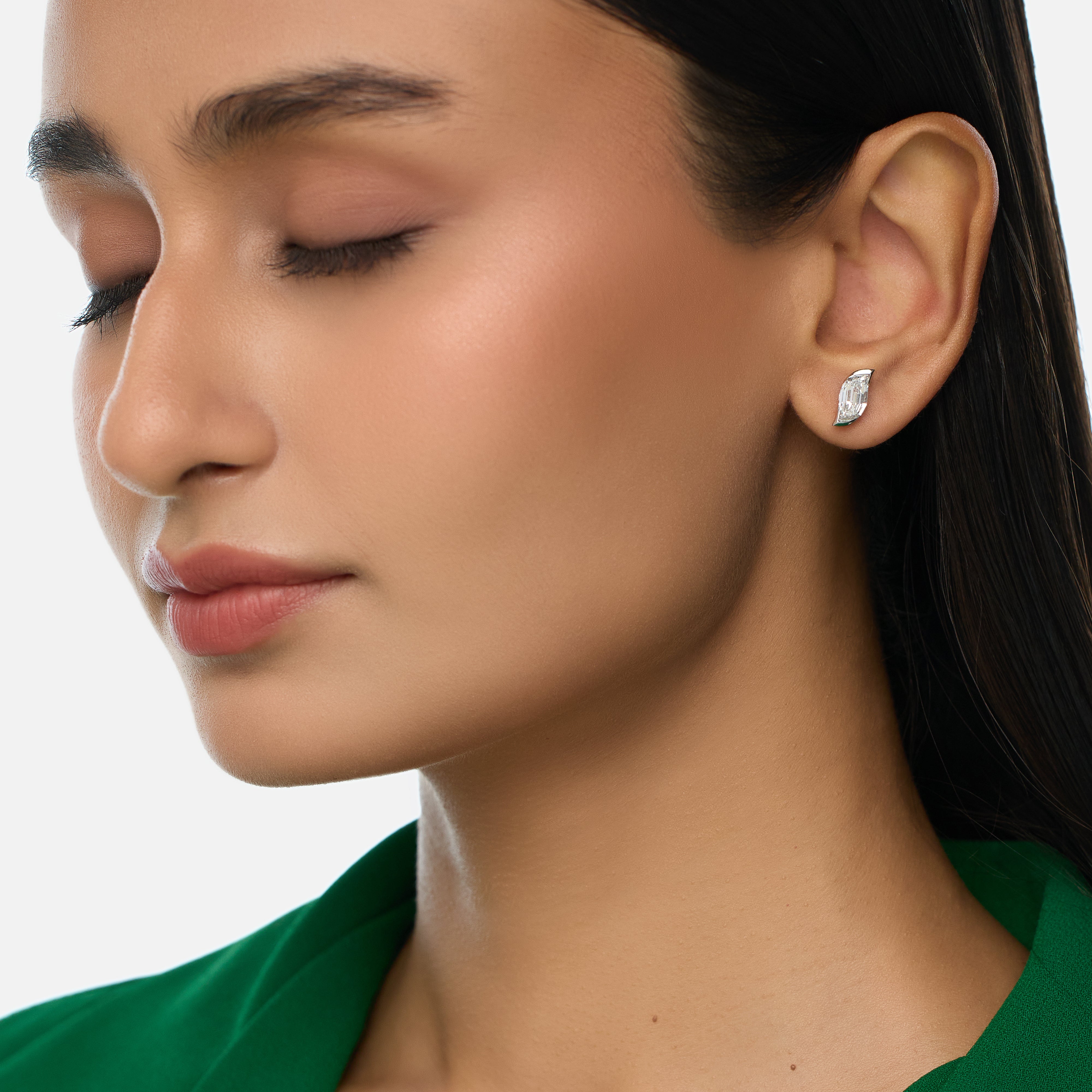 Rose Gold Stud Earrings with Flame-Cut Lab-Grown Diamonds | SKU : 0021912894