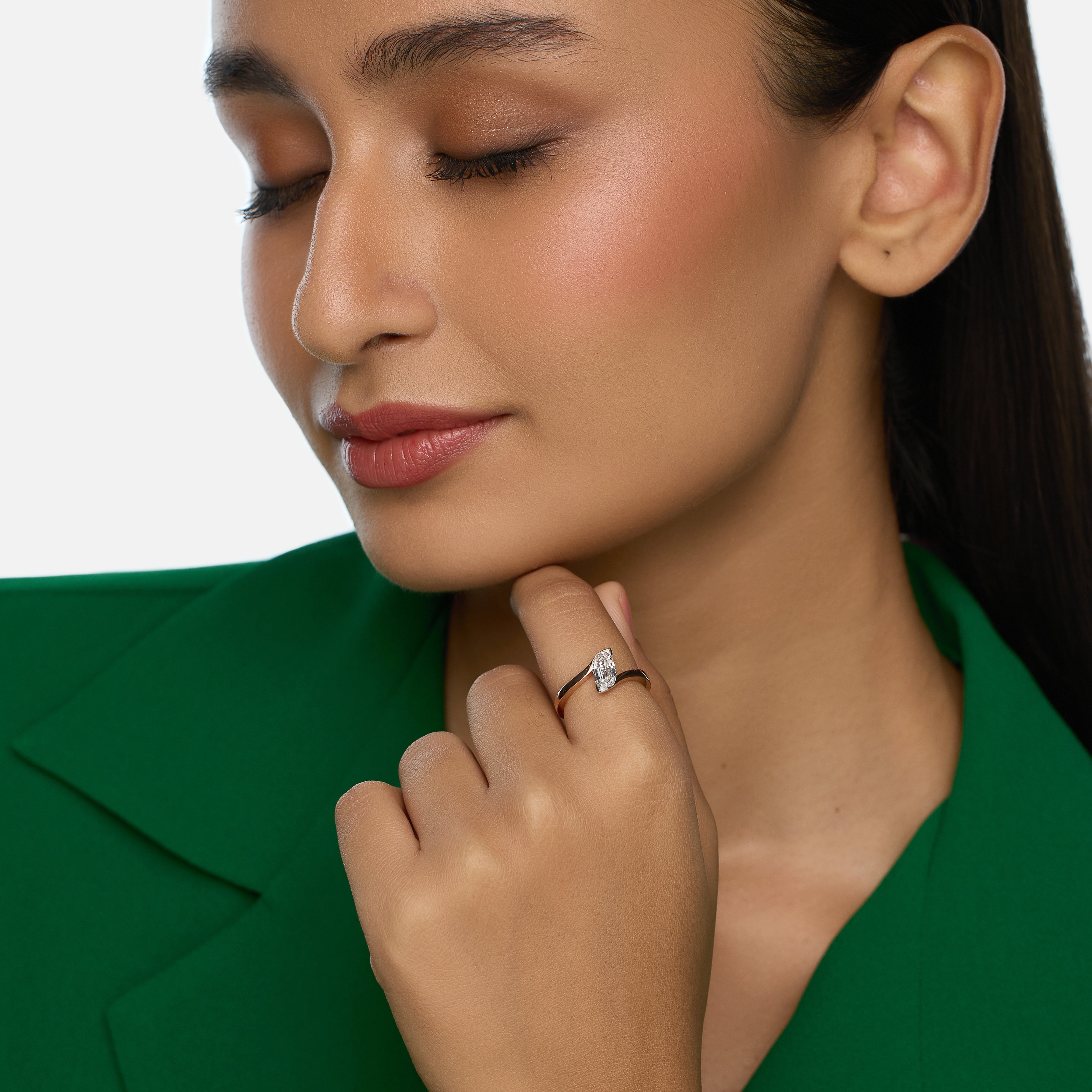 Rose Gold Ring with Flame-Cut Lab-Grown Diamond | SKU : 0003761618